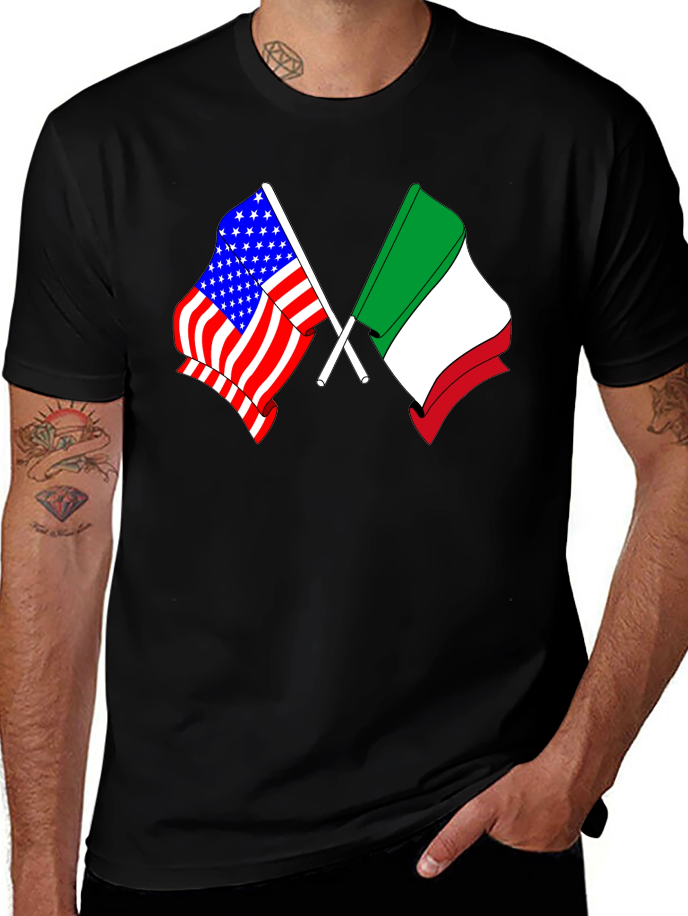 Variant 21 of USA Italy Flags Graphic T-Shirt
