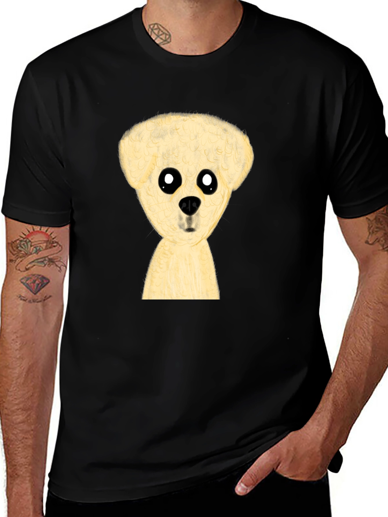 Variant 10 of Cute Dog Graphic Tee - Black