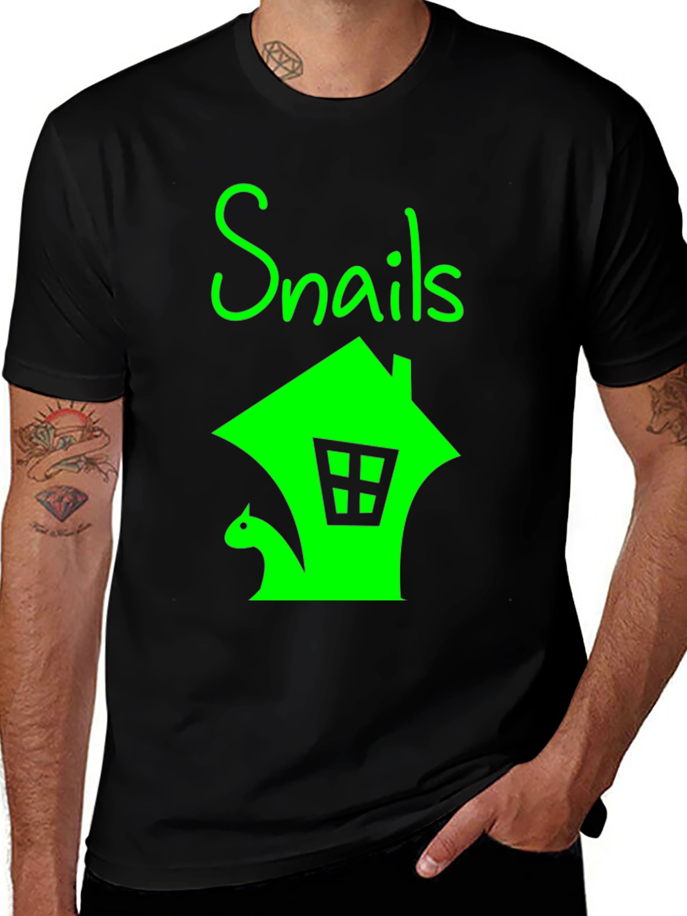 Variant 29 of Snails Graphic Tee - Black Cotton T-Shirt
