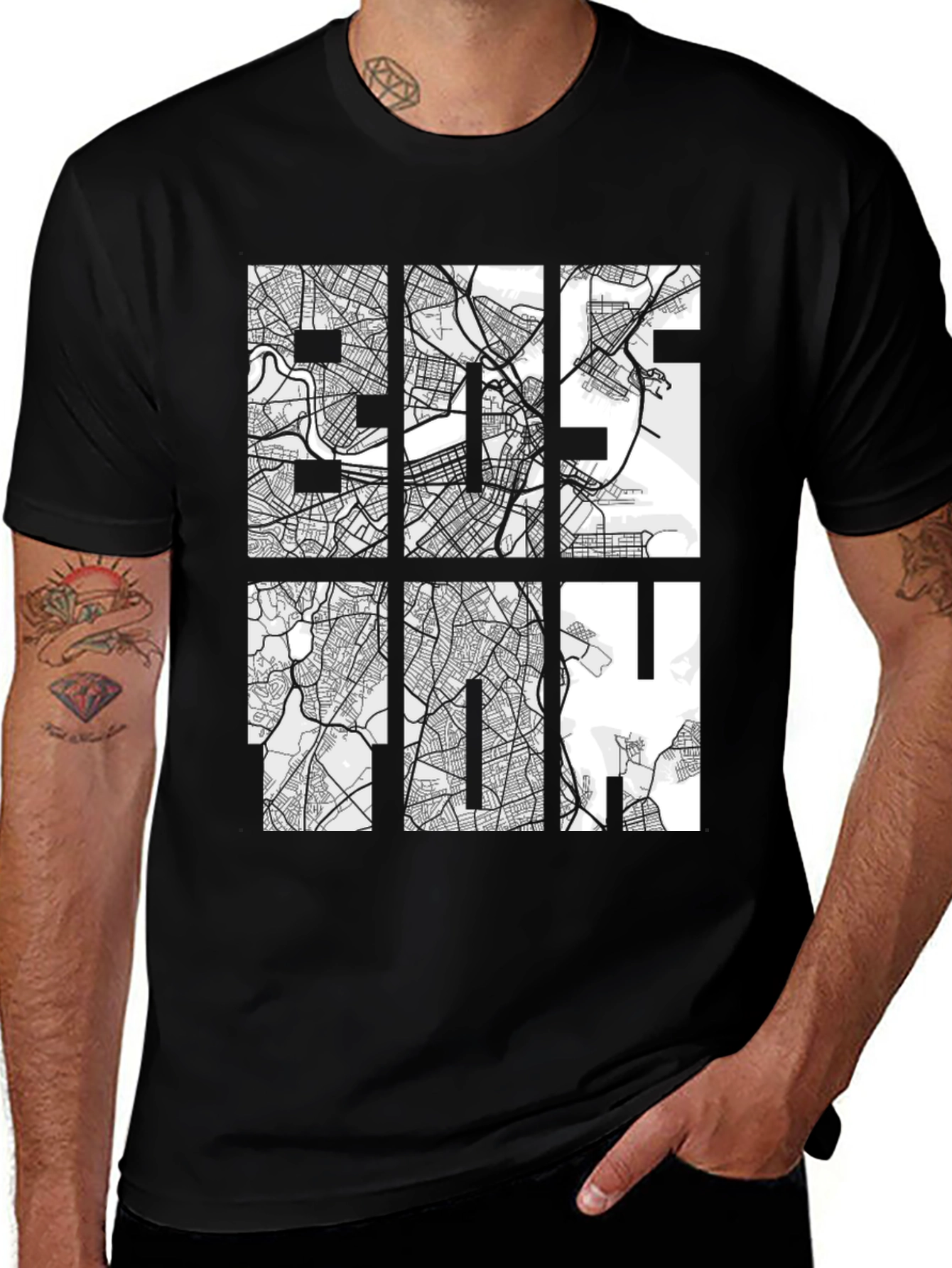Boston Map T-Shirt - Cityscape Design