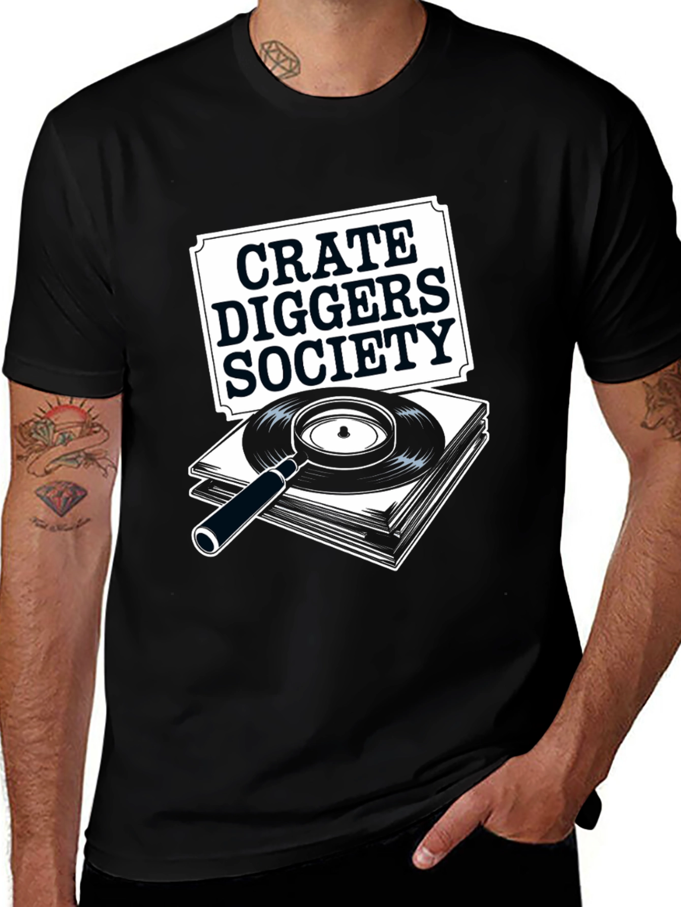 Variant 23 of Crate Diggers Society Graphic T-Shirt - Vinyl Record Lover Tee