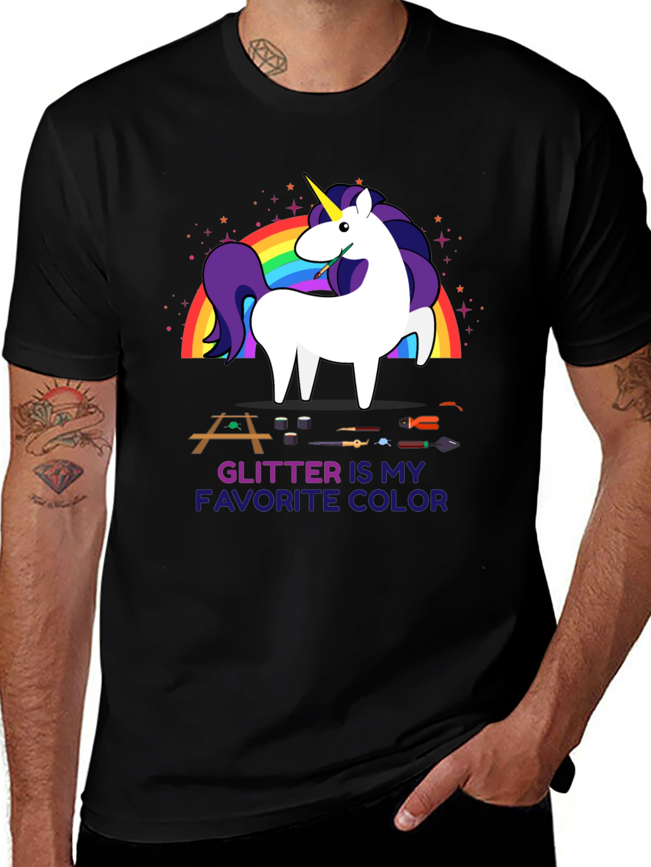 Variant 7 of Glitter is My Favorite Color Unicorn Graphic Tee