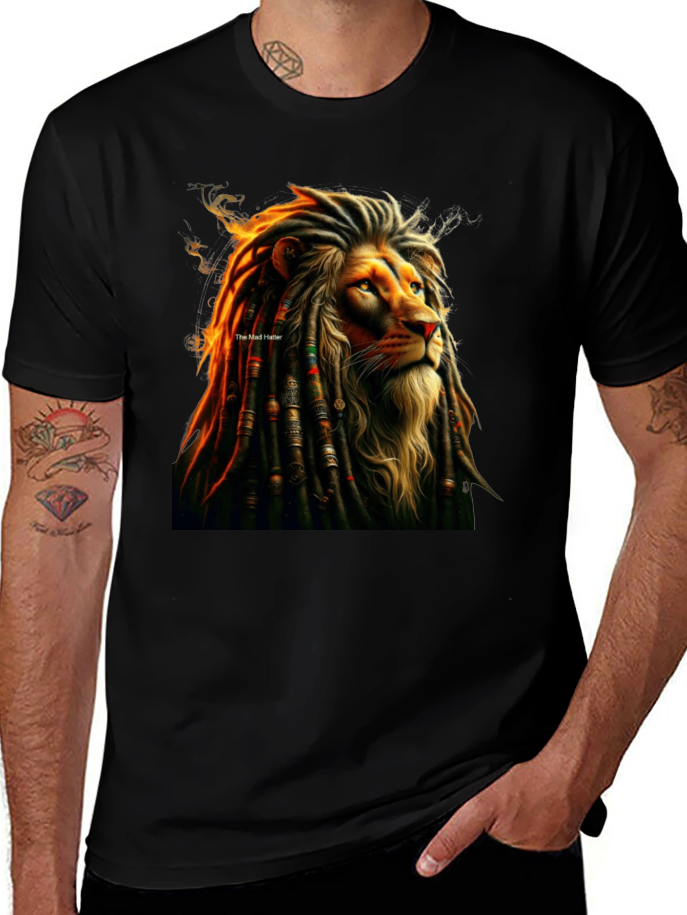 Variant 2 of Lion Dreadlocks Graphic Tee - Reggae Inspired T-Shirt