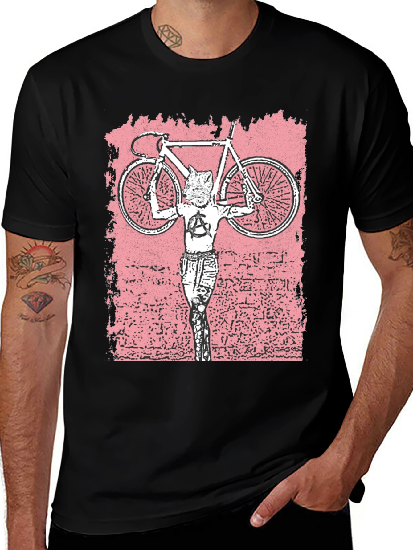 Variant 26 of Anarchy Cat Bicycle Black Graphic Tee