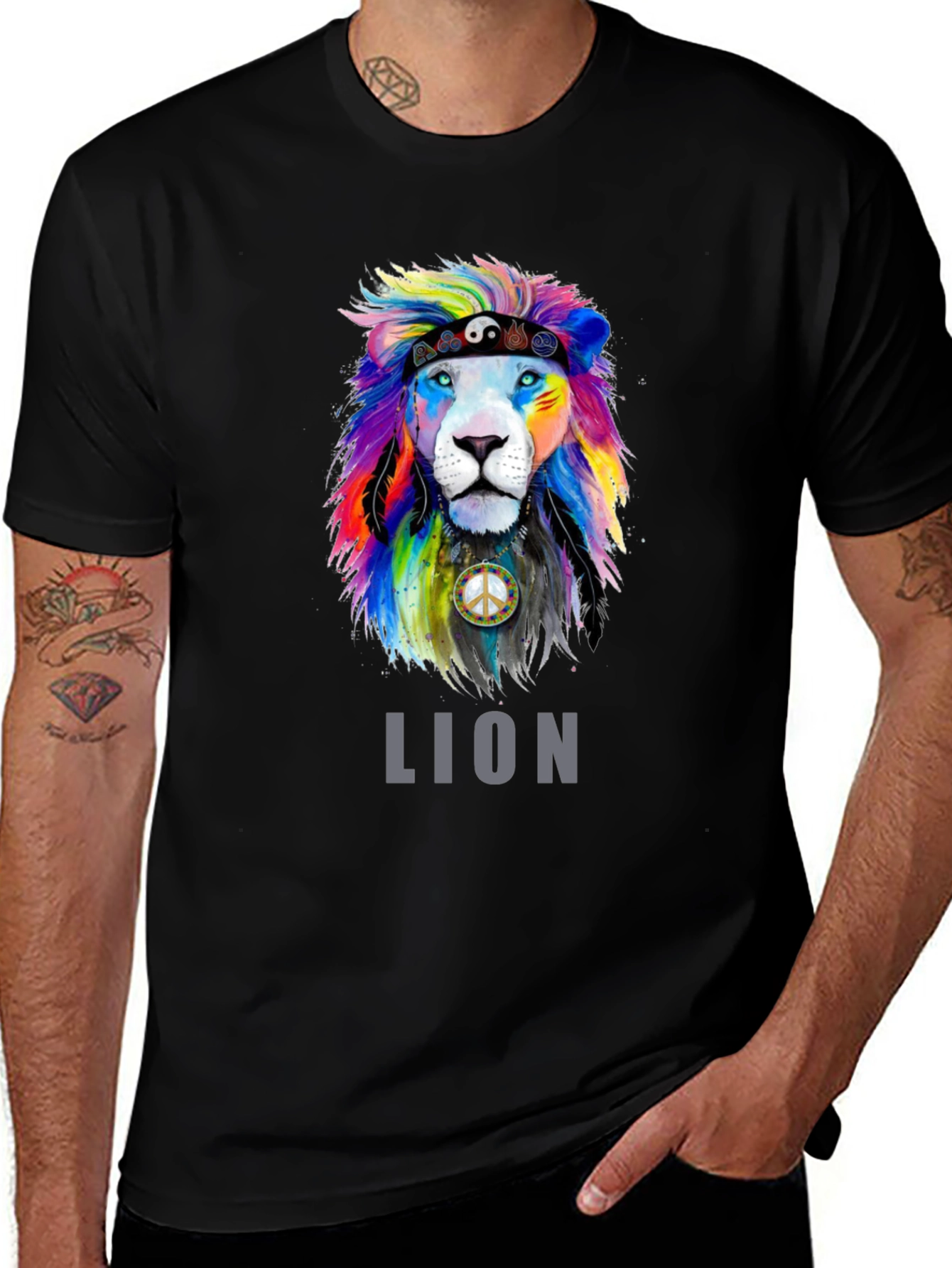 Variant 30 of Colorful Lion Graphic Tee - Peace & Pride T-Shirt