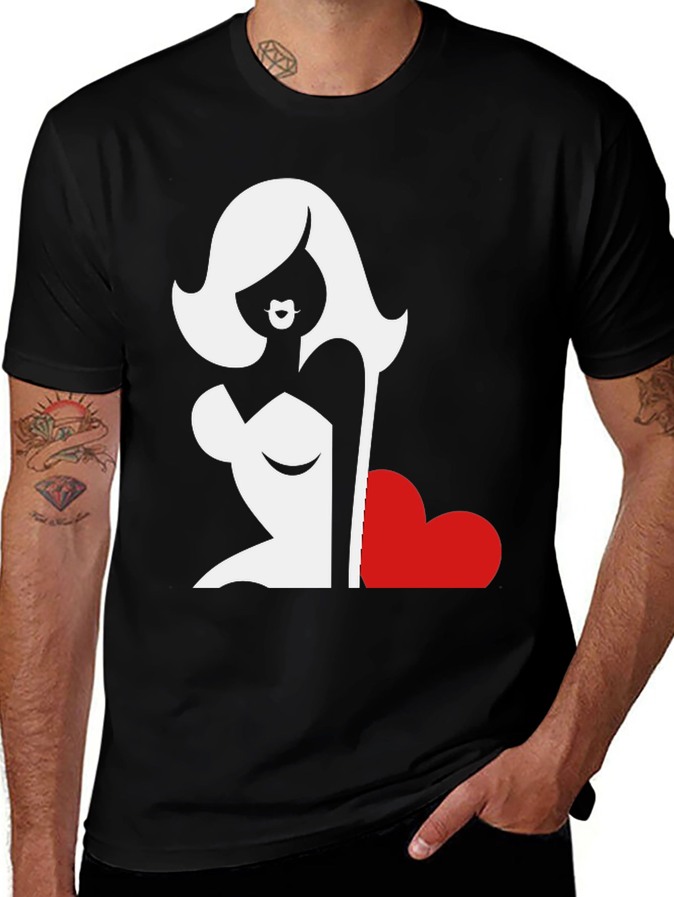 Variant 10 of Stylish Black T-Shirt with Chic Lady Graphic