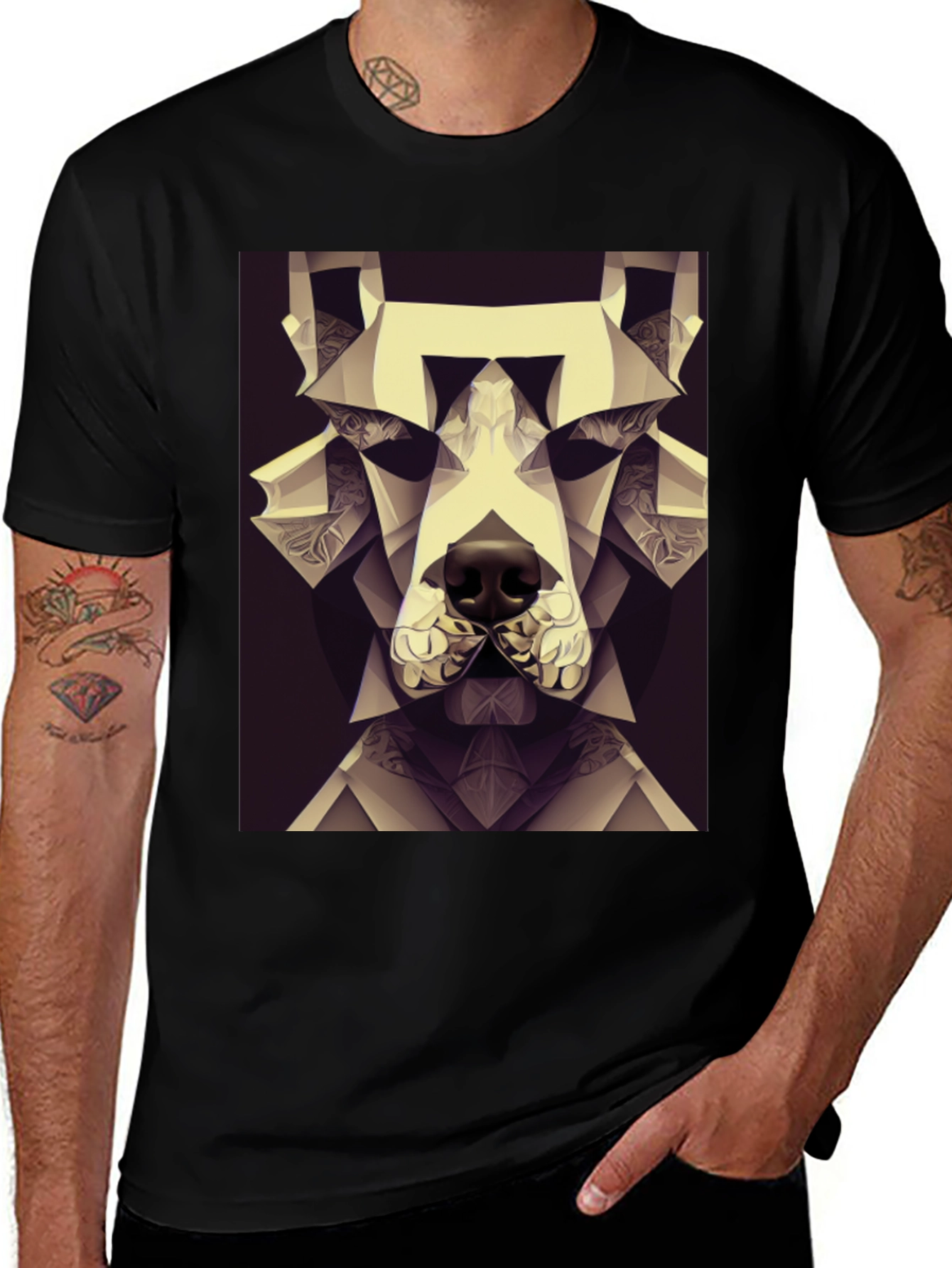 Variant 20 of Geometric Dog Graphic Tee - Modern Art Style