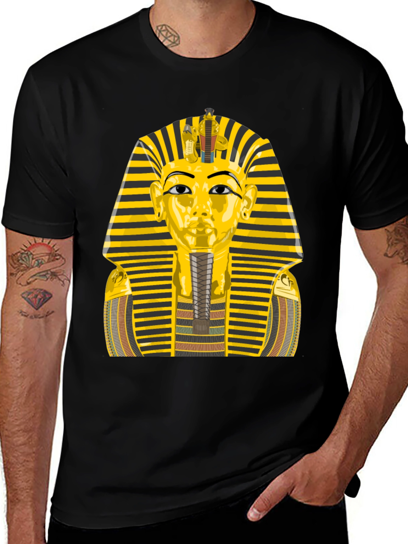 Variant 16 of King Tut Graphic Tee - Black Cotton T-Shirt