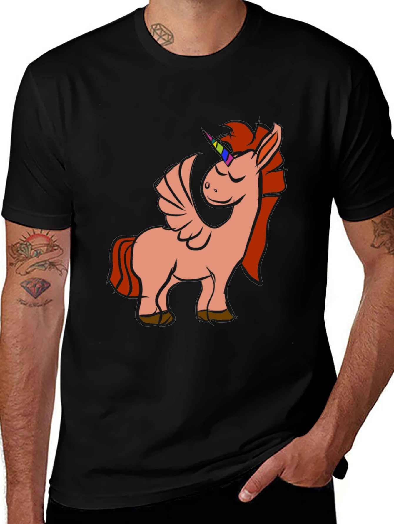 Variant 11 of Unicorn Graphic Tee - Black Cotton T-Shirt