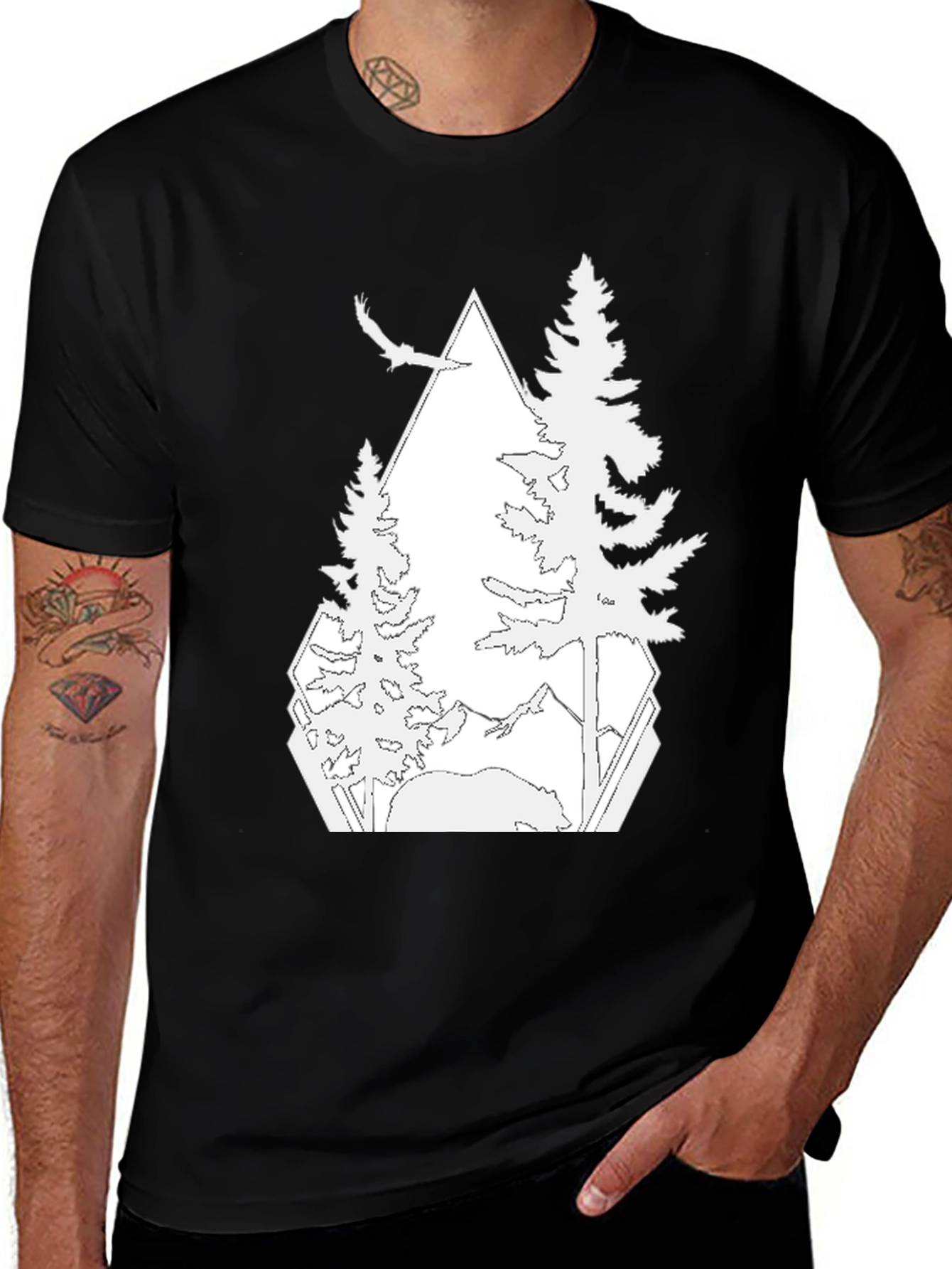 Variant 28 of Nature Graphic Black Tee - Outdoor Adventure Shirt