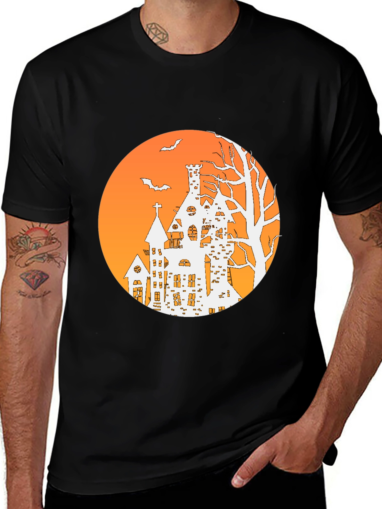 Halloween Haunted House Graphic Tee