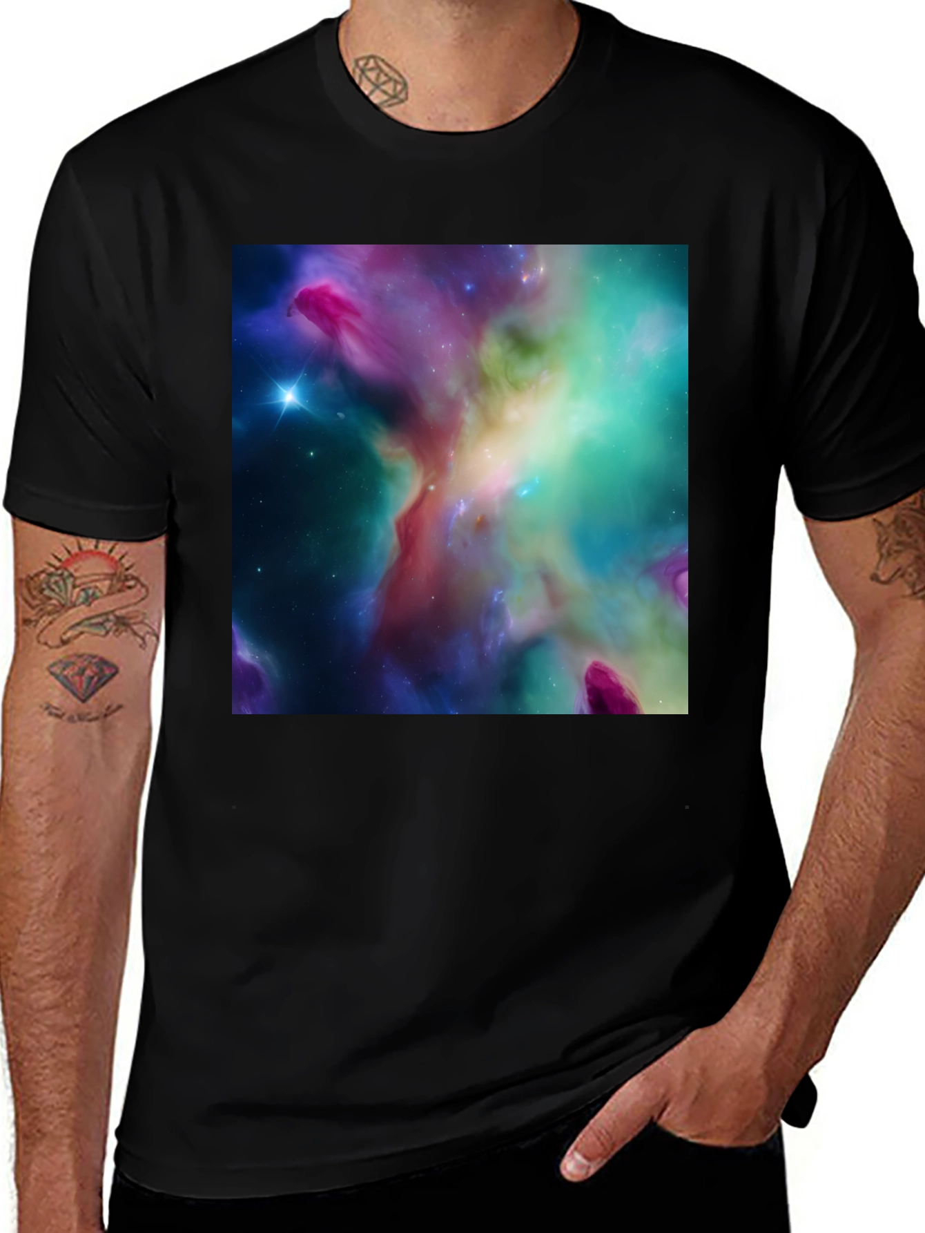 Variant 24 of Nebula Print Black T-Shirt