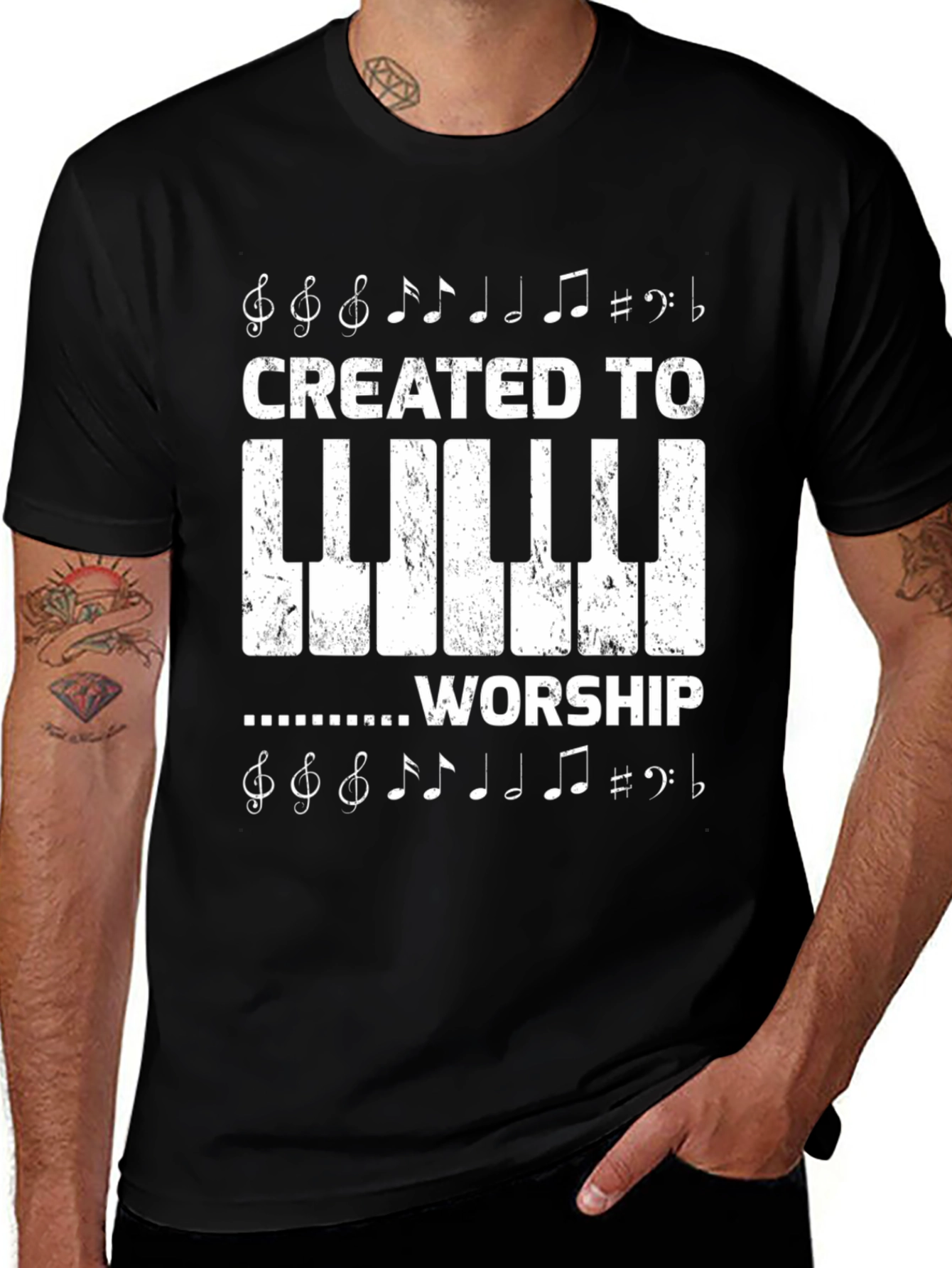Variant 14 of Created To Worship Piano Keyboard T-Shirt