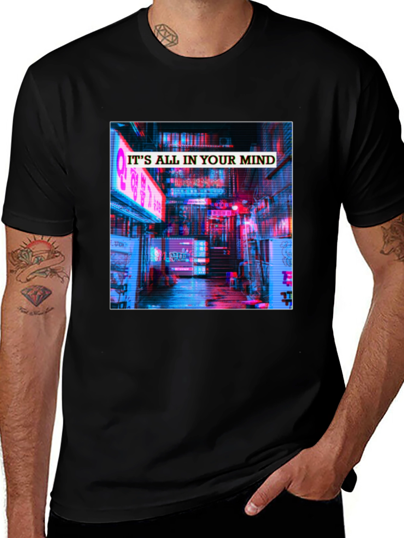 Variant 20 of It's All In Your Mind T-Shirt - Neon Cityscape
