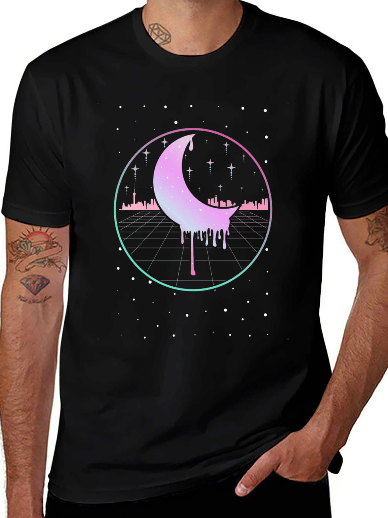 Variant 16 of Retro Moon Drip Graphic T-Shirt - Vaporwave Aesthetic