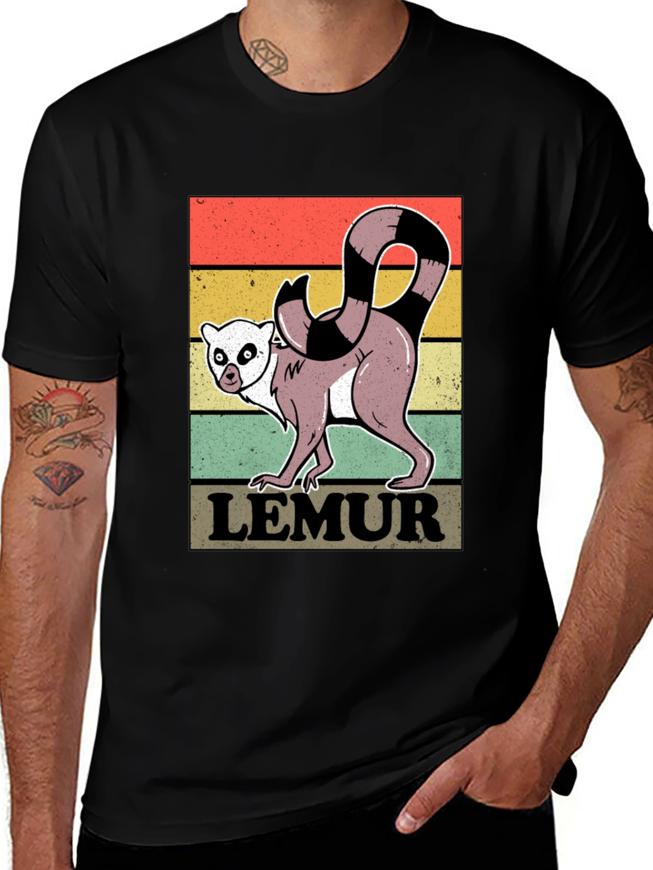 Variant 7 of Retro Lemur Graphic Tee - Fun Animal T-Shirt