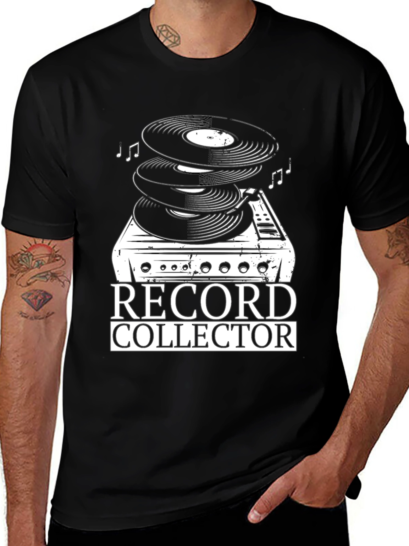 Variant 25 of Record Collector Black T-Shirt | Vintage Vinyl Music Tee