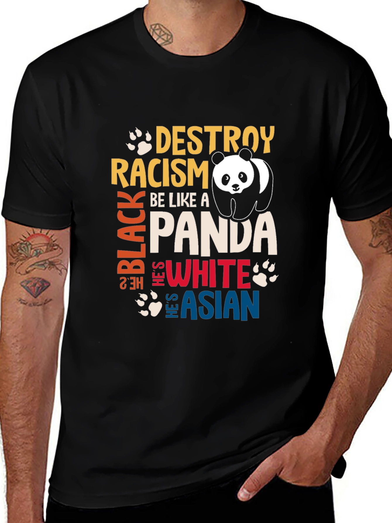 Variant 6 of Destroy Racism Be Like a Panda Graphic T-Shirt