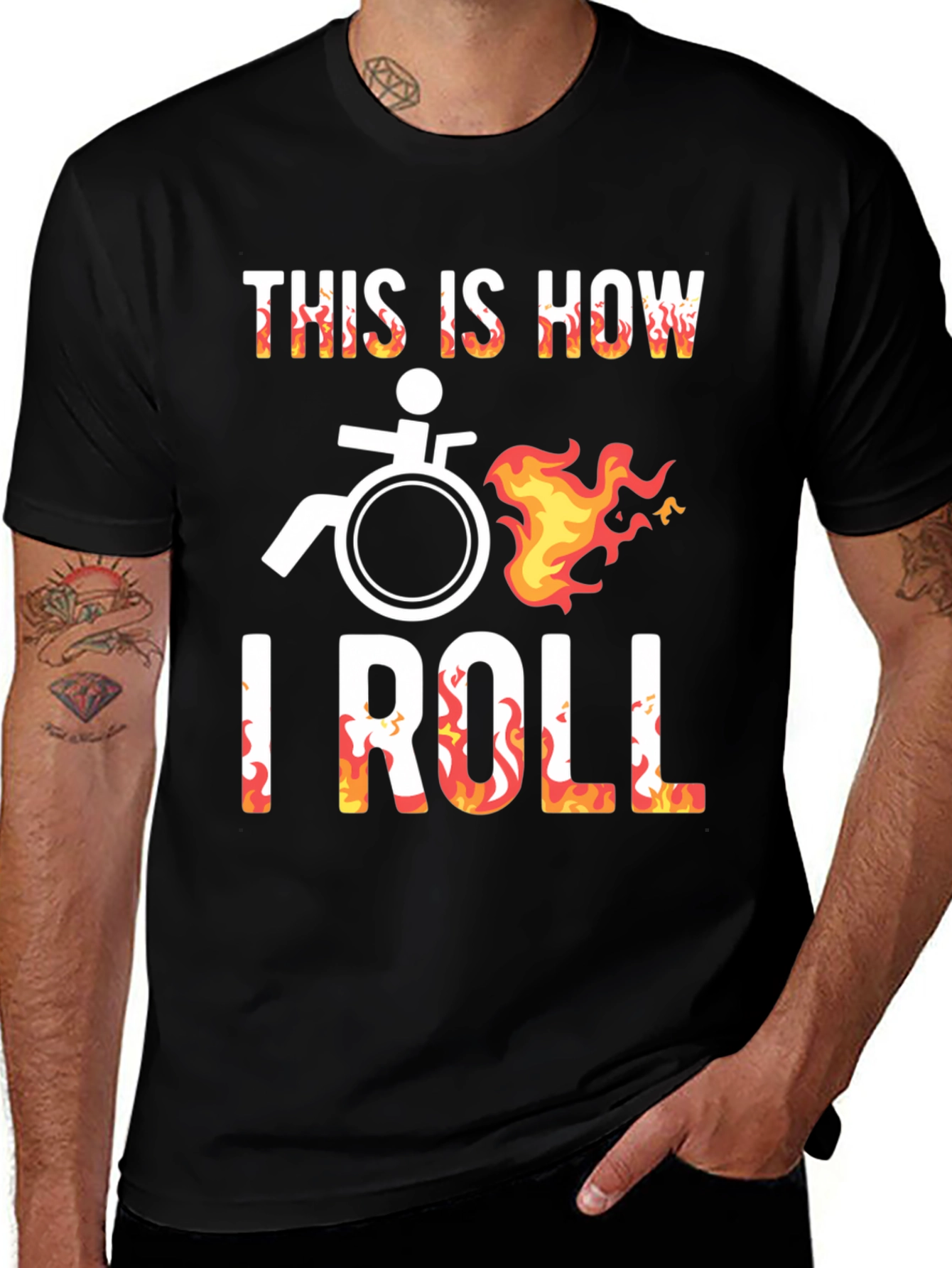 Variant 8 of This is How I Roll T-Shirt - Wheelchair Flame Design