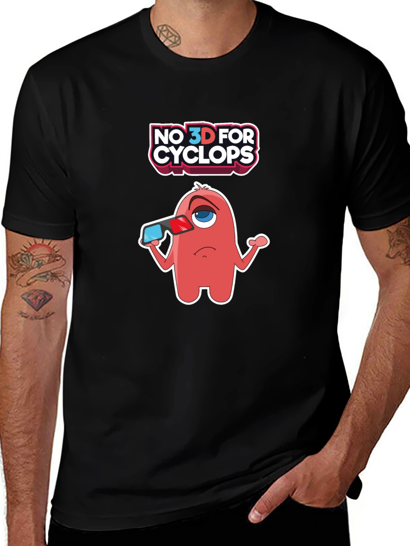Variant 17 of No 3D for Cyclops Funny Graphic Tee