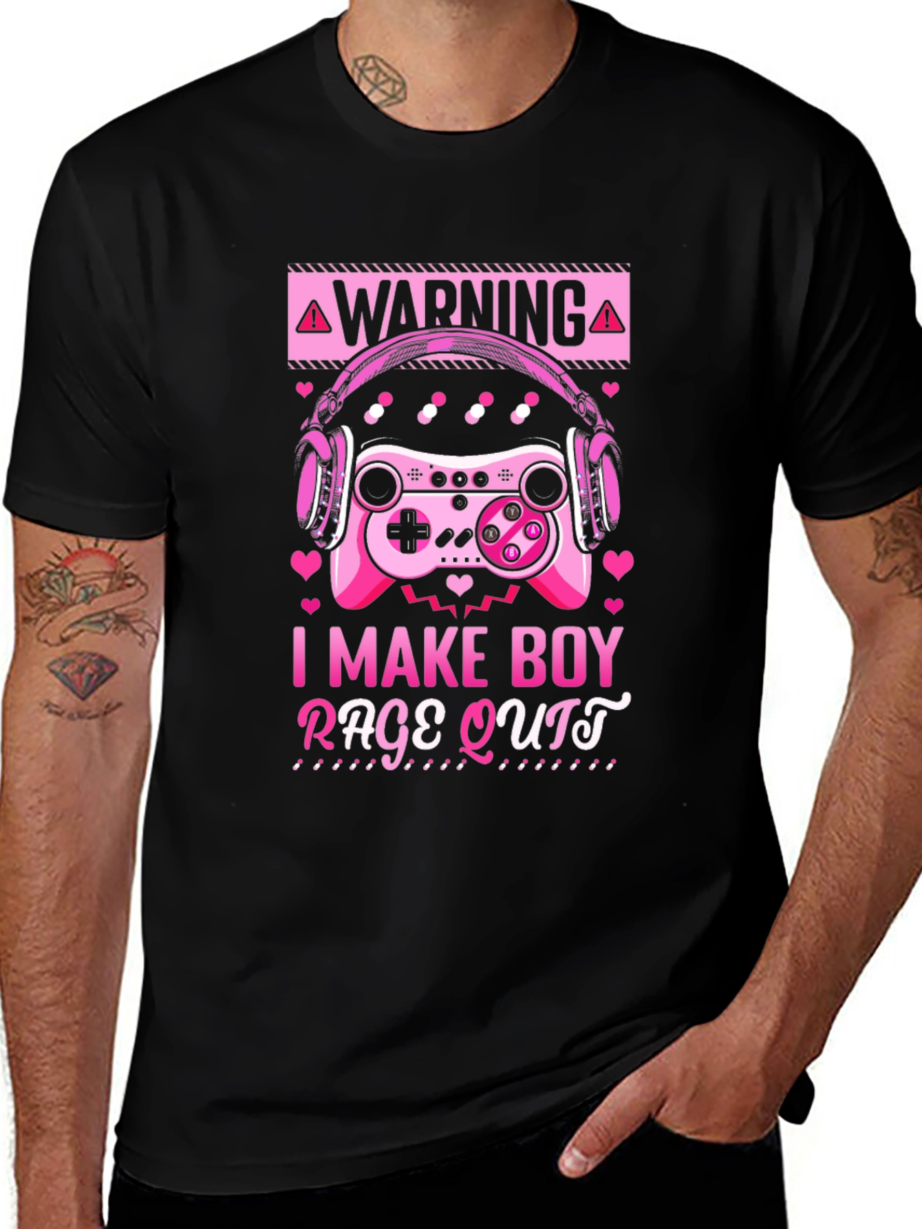 Variant 2 of Gamer Girl "I Make Boy Rage Quit" Black T-Shirt