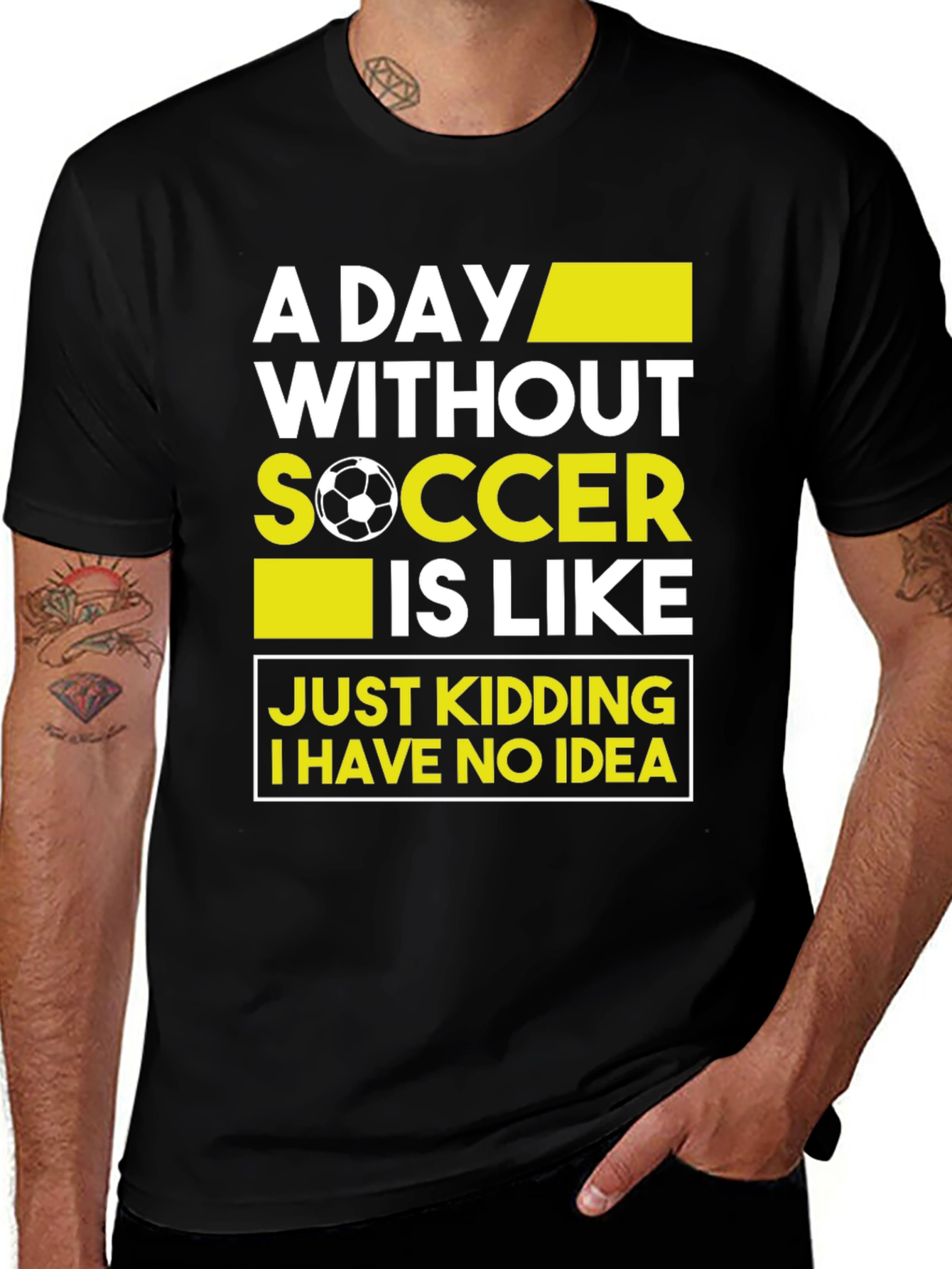 Black Funny Soccer T-Shirt - A Day Without Soccer main image