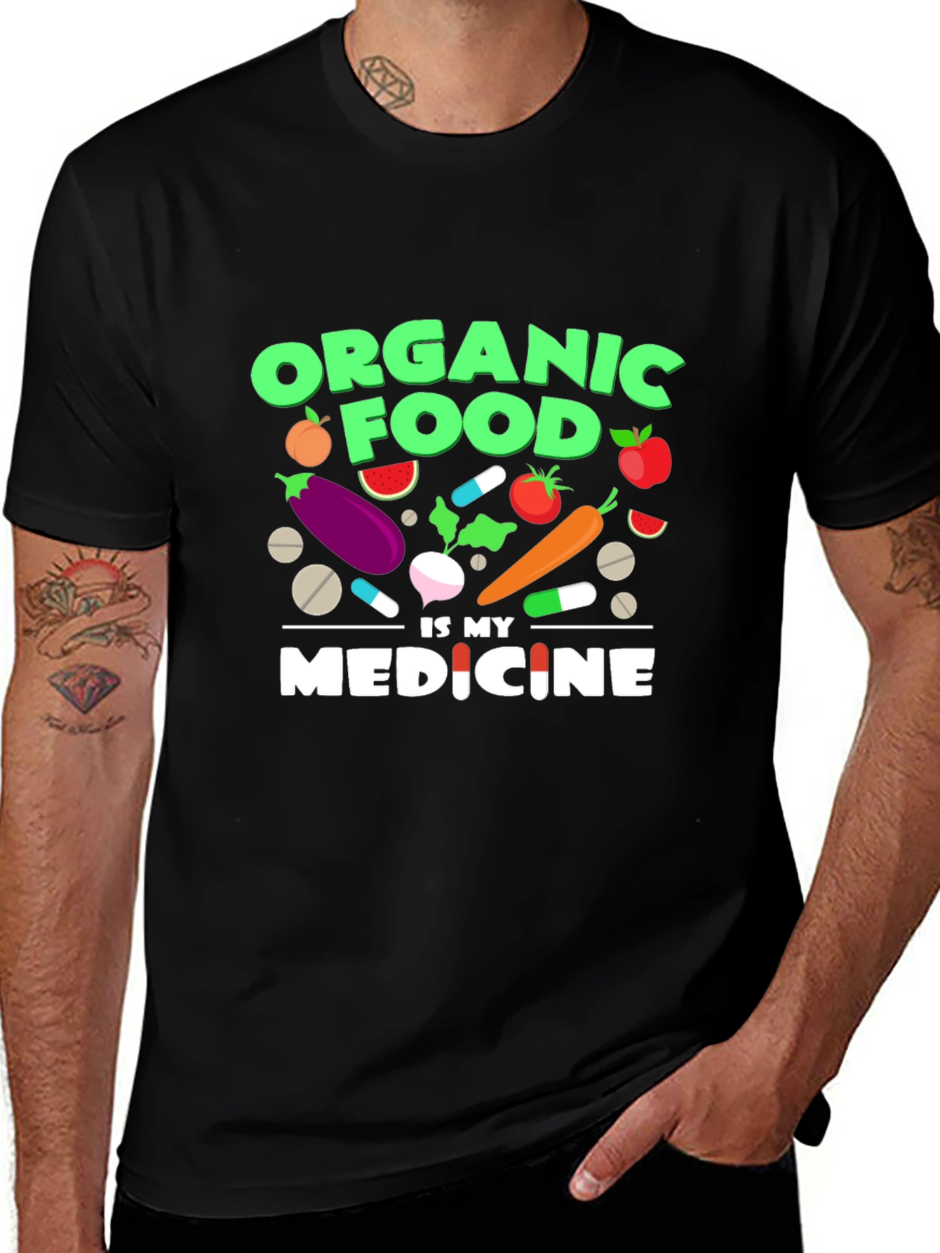 Variant 14 of Organic Food is My Medicine Graphic T-Shirt