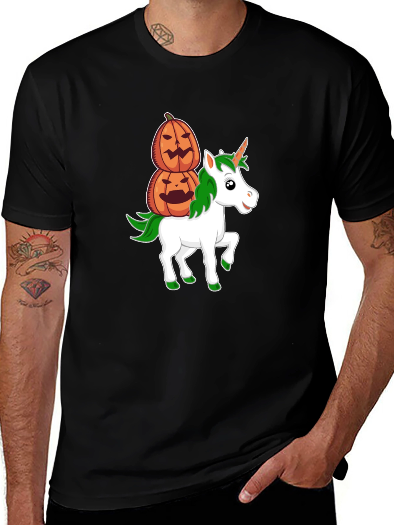 Unicorn Halloween T-Shirt Pumpkin Stack