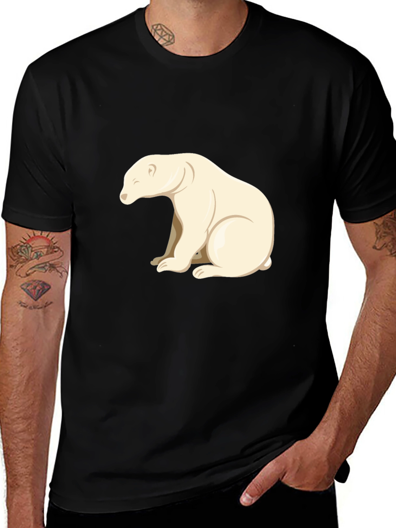 Variant 9 of Polar Bear Graphic Tee - Stylish Black T-Shirt