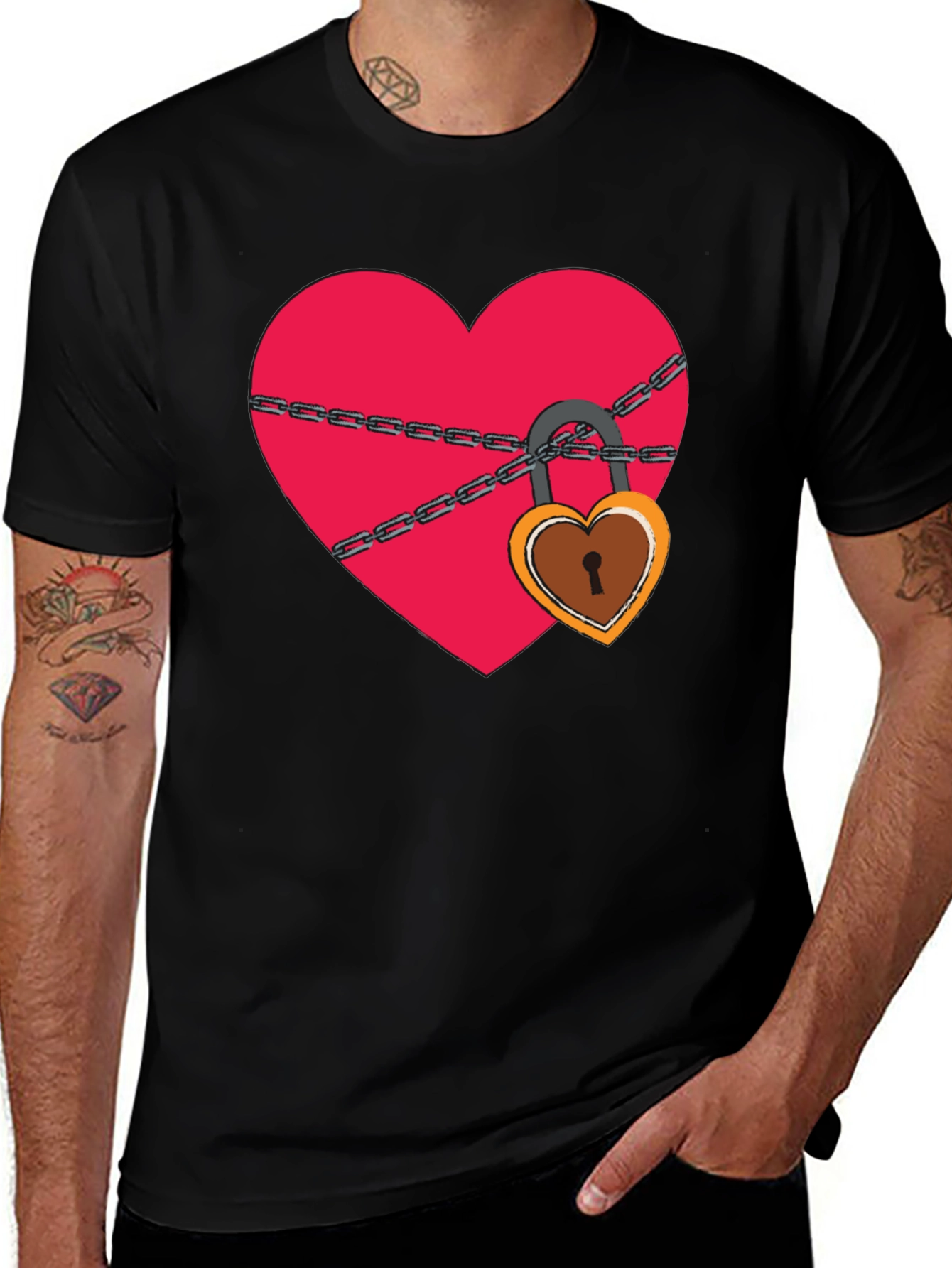 Variant 12 of Heart Lock Graphic T-Shirt - Black