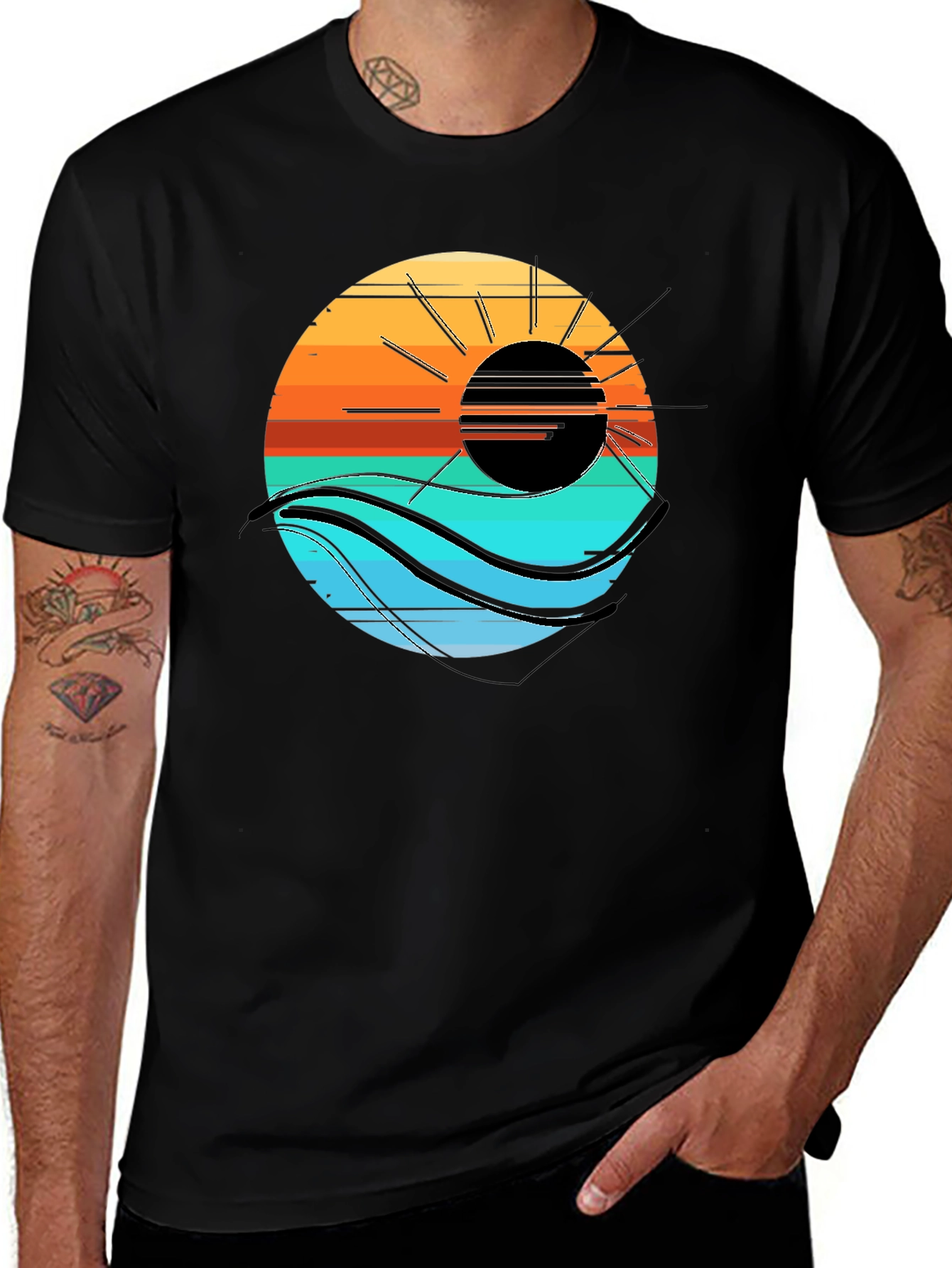 Variant 24 of Sunset Wave Graphic Tee - Cool Coastal Style