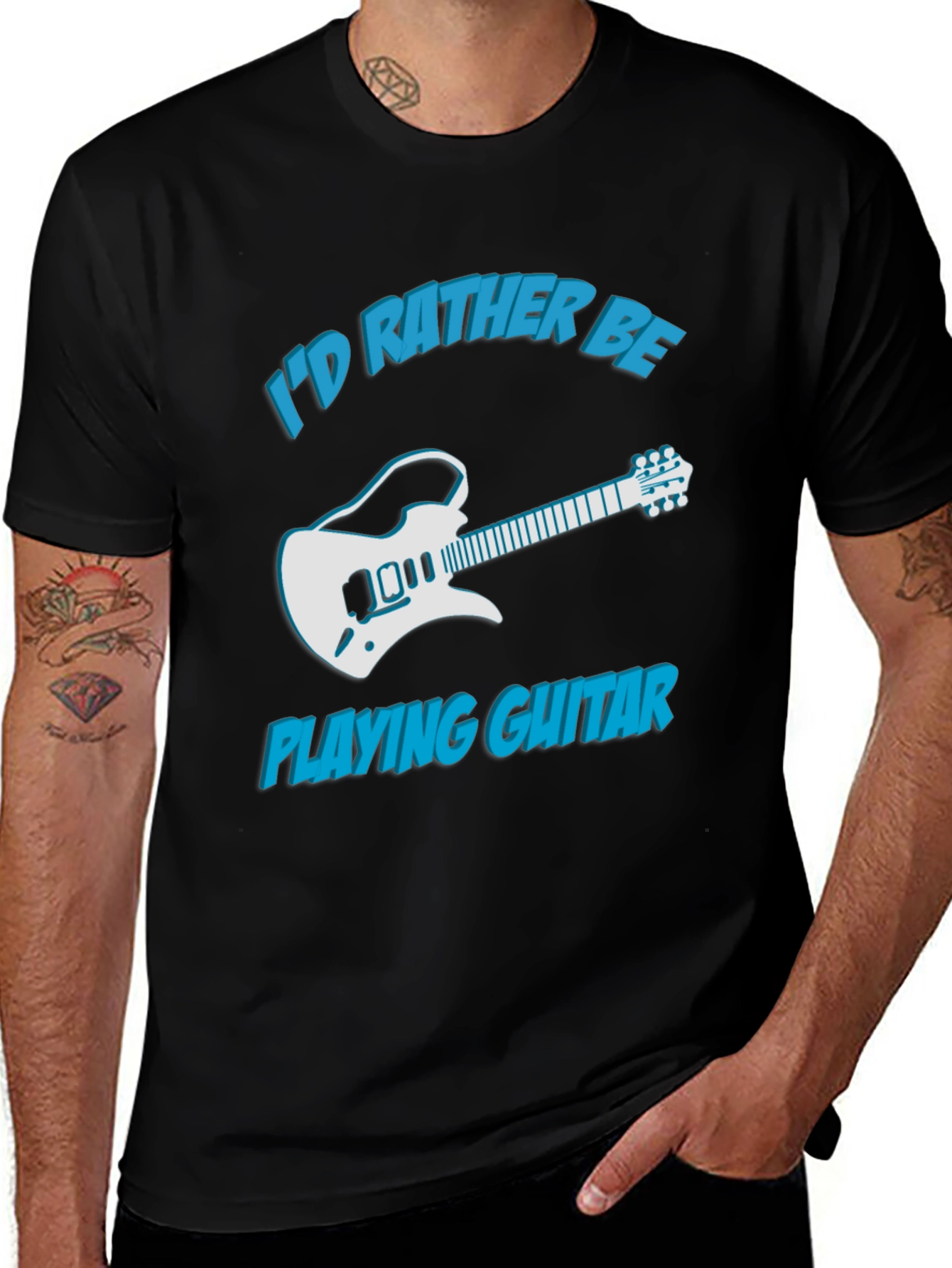 Variant 9 of I'd Rather Be Playing Guitar Graphic Tee