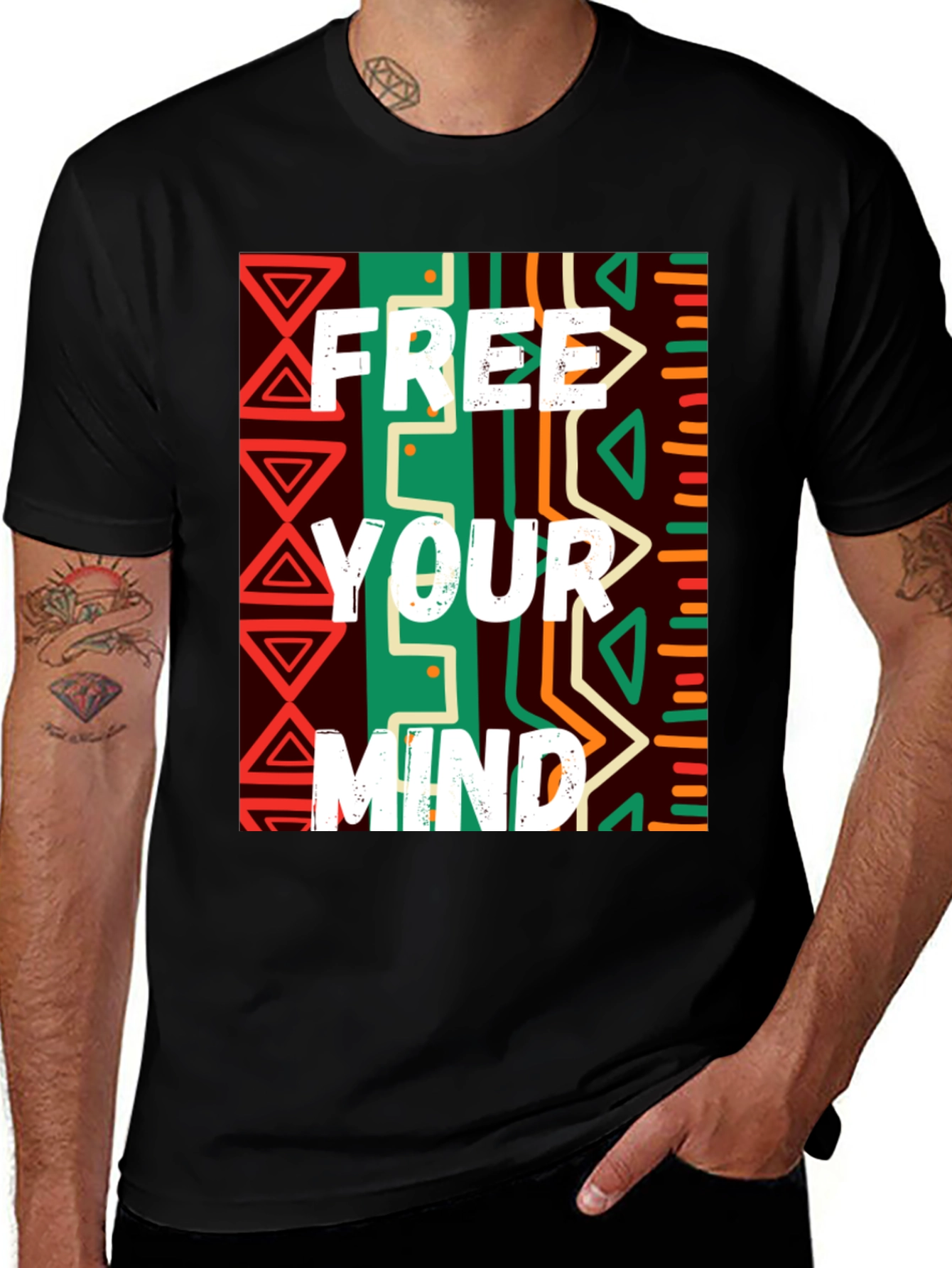 Variant 21 of Free Your Mind Graphic Tee - Black Cotton Blend