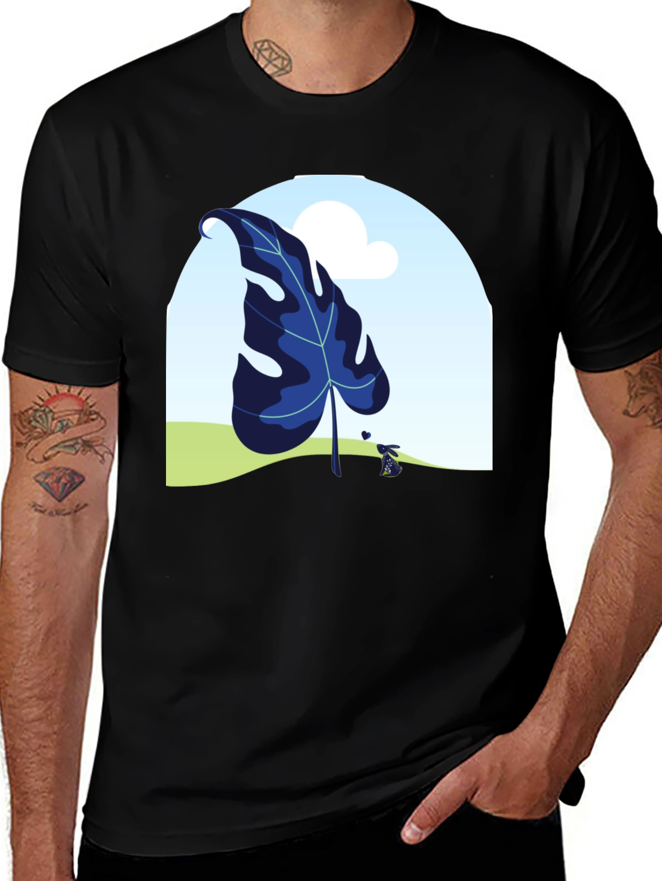 Variant 22 of Botanical Leaf Black T-Shirt