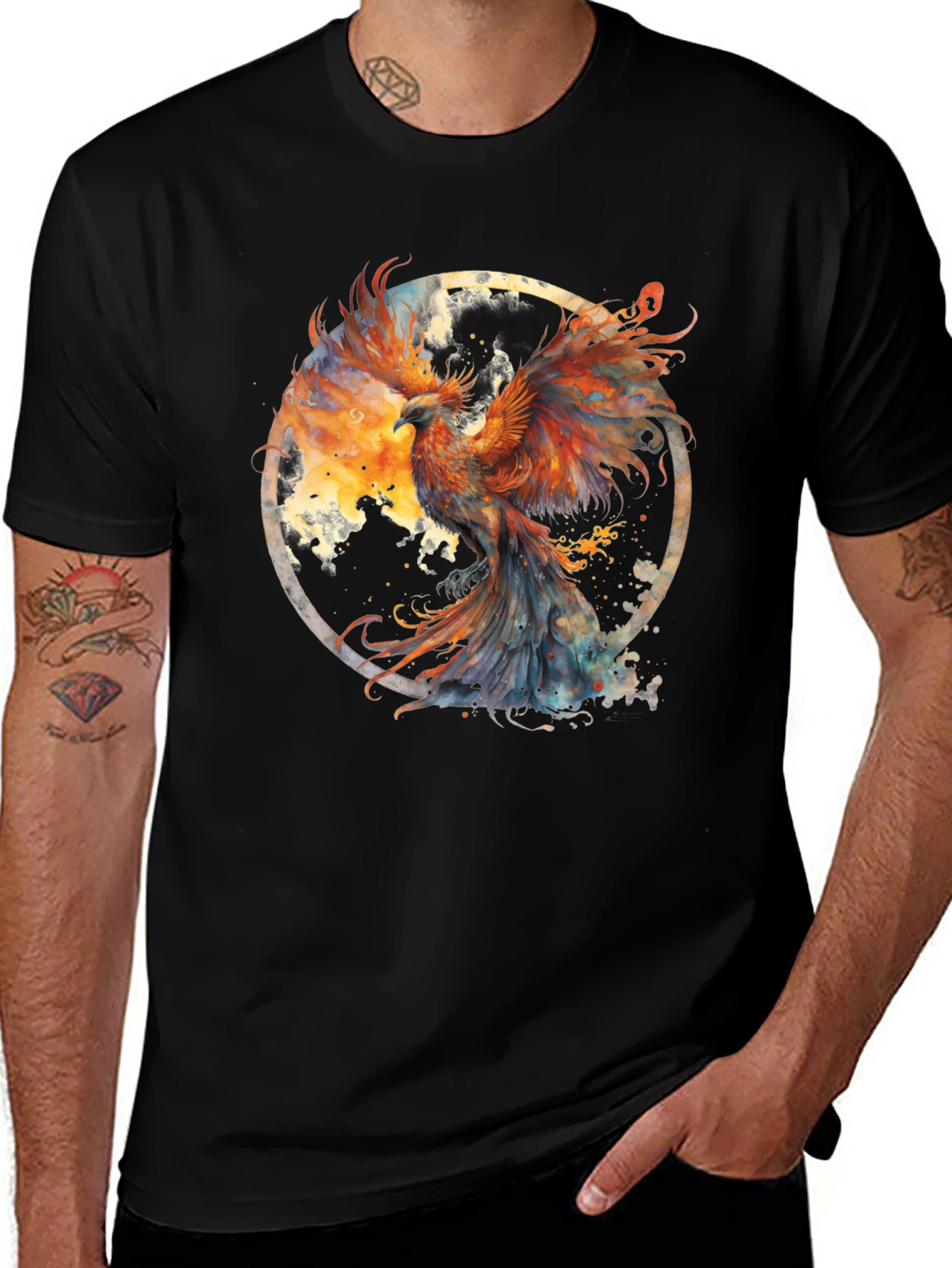Phoenix Firebird Graphic Tee - Men's Black T-Shirt