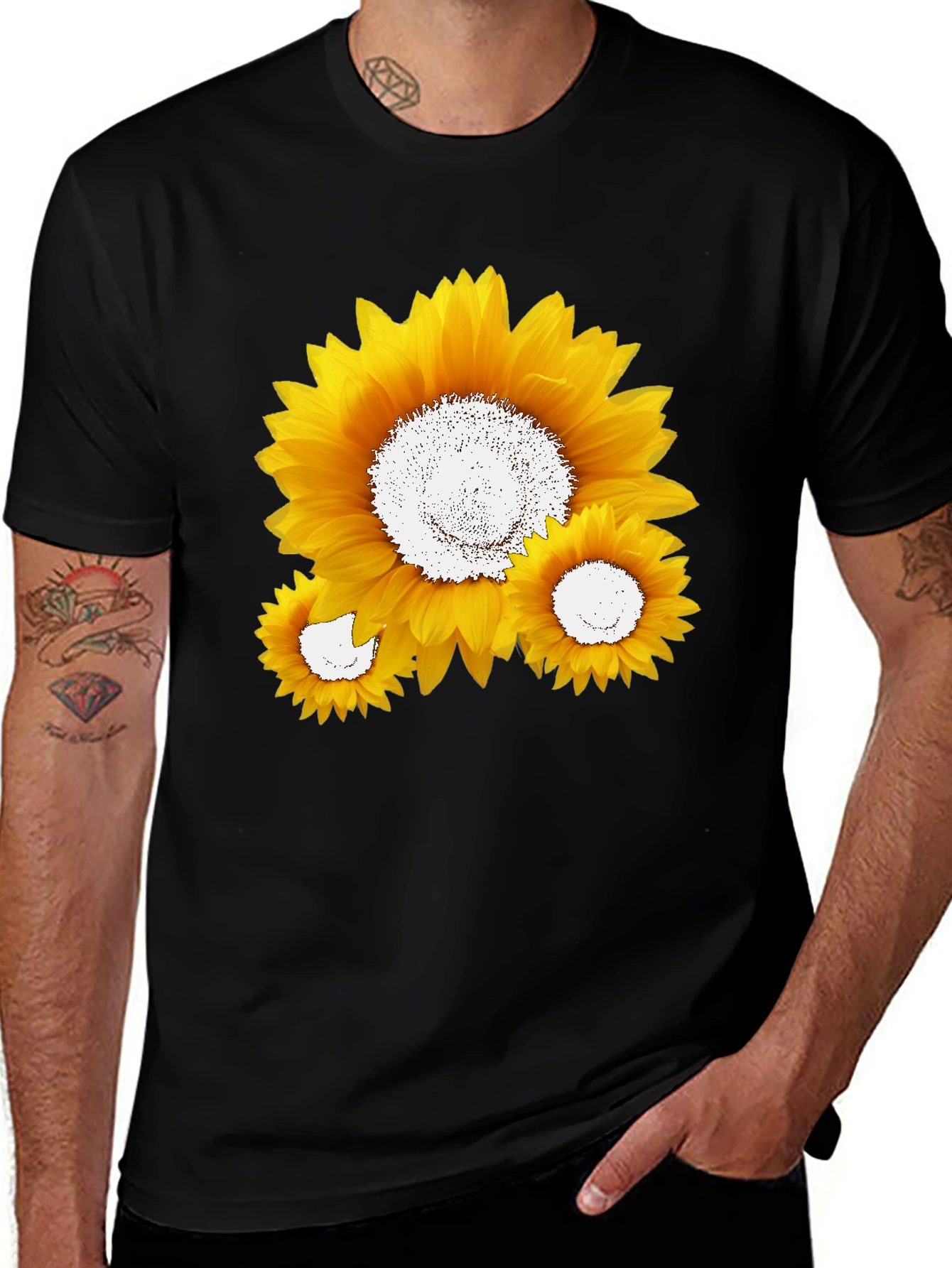 Variant 20 of Sunflower Graphic Tee - Black Cotton Blend