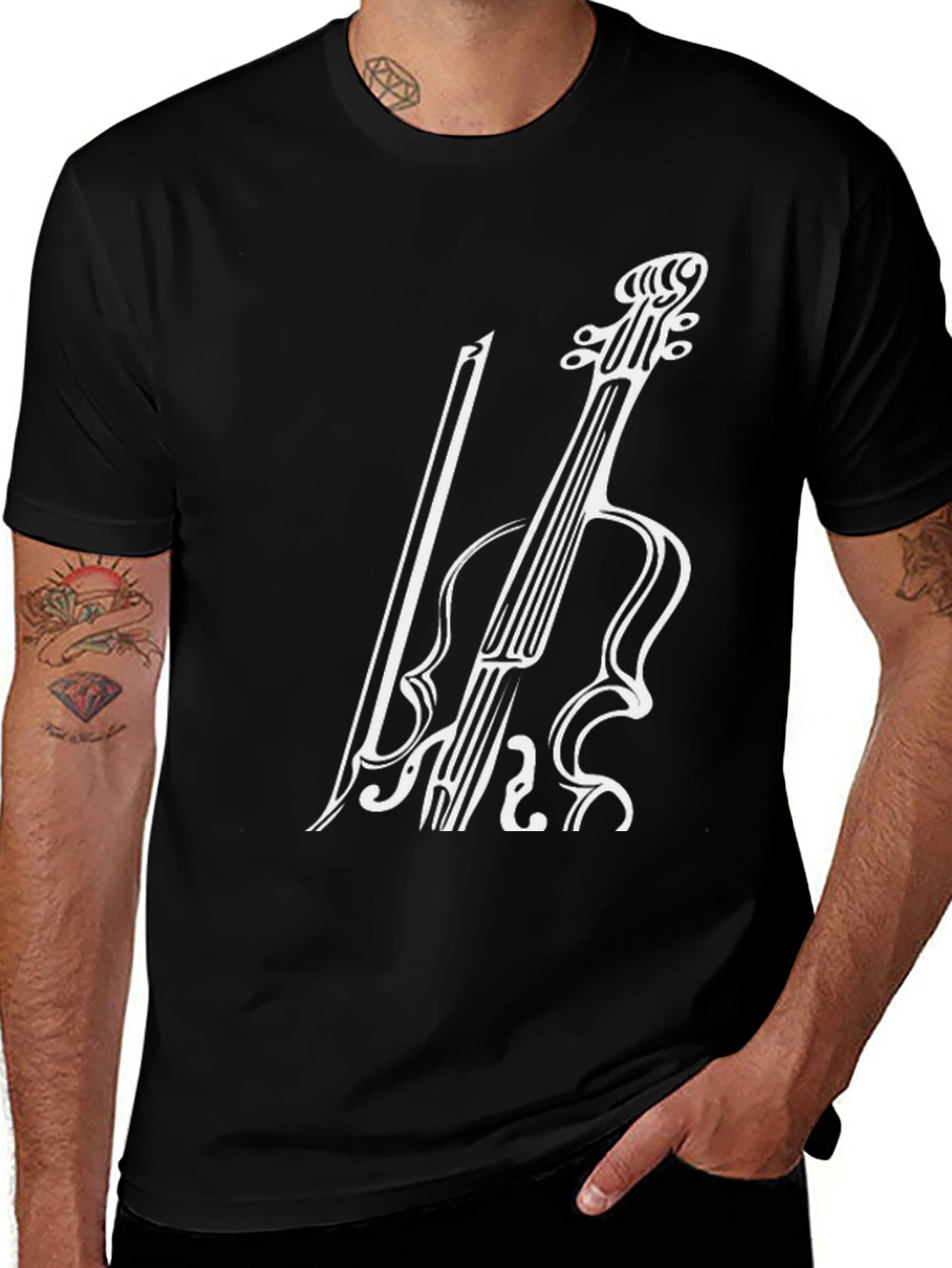 Variant 3 of Violin Graphic Tee - Music Lover's Black T-Shirt
