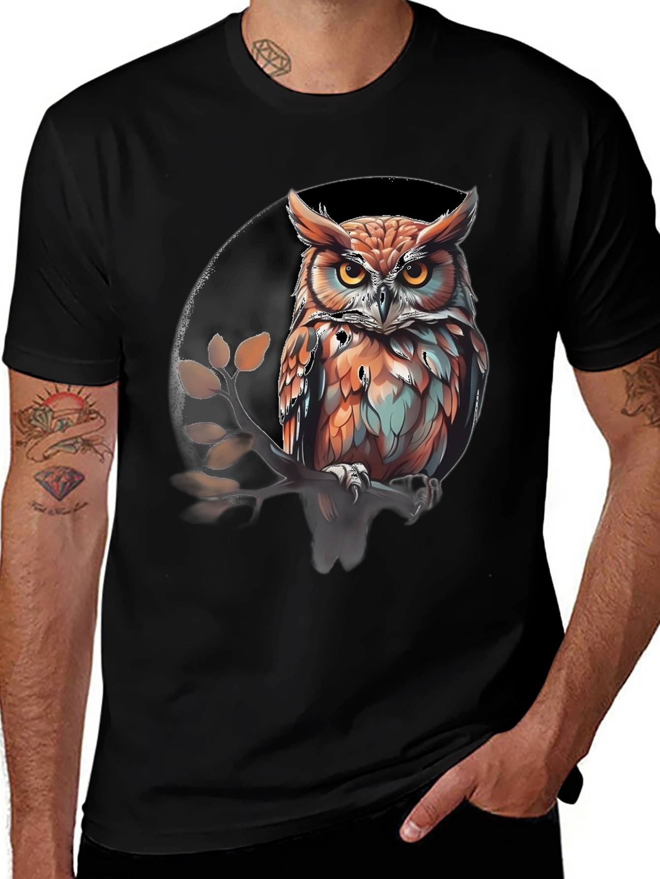 Variant 2 of Owl Graphic Print Tee - Stylish Men's T-Shirt
