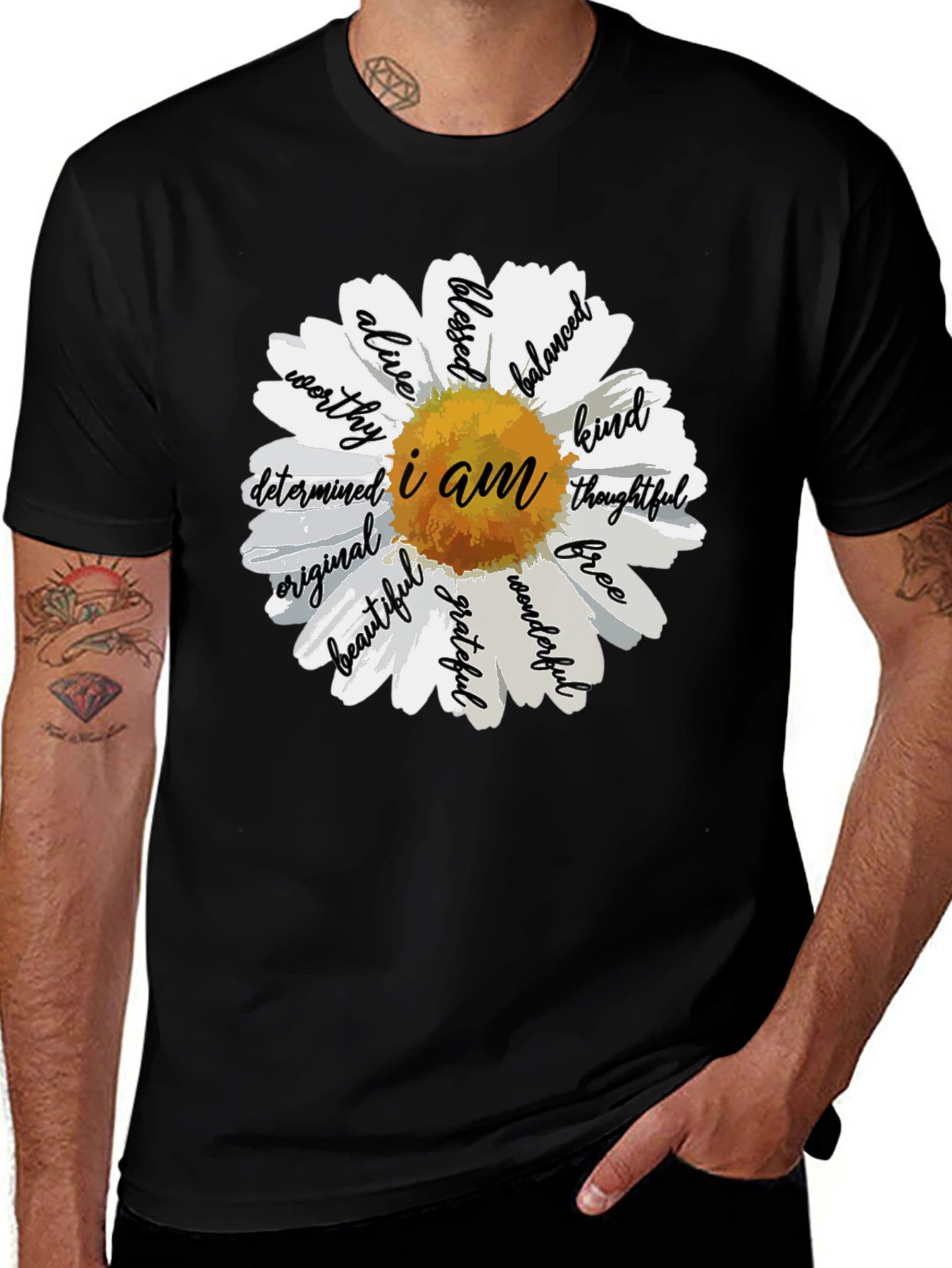 I Am Daisy Graphic Tee - Black