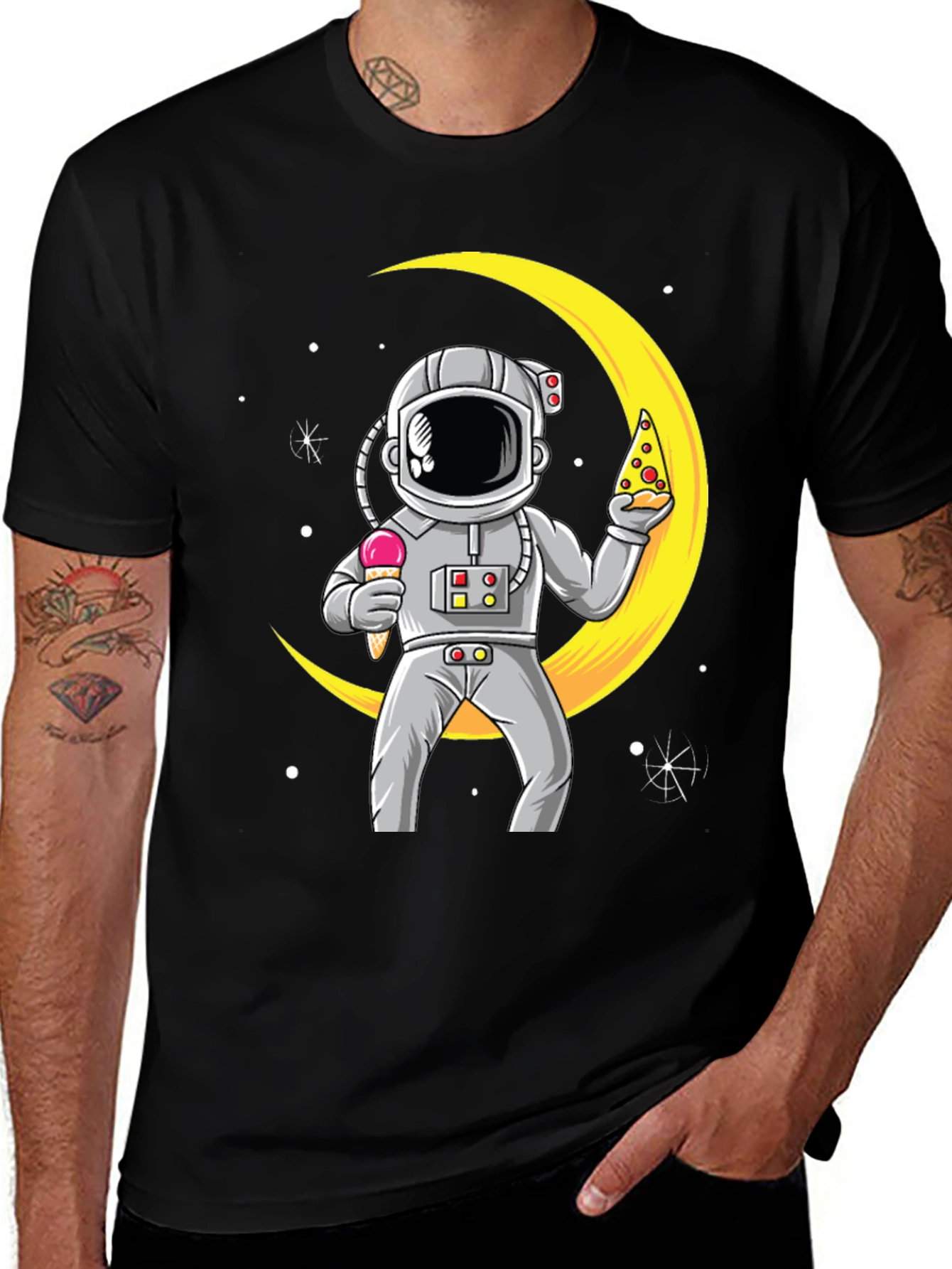 Variant 18 of Astronaut Pizza & Ice Cream T-Shirt