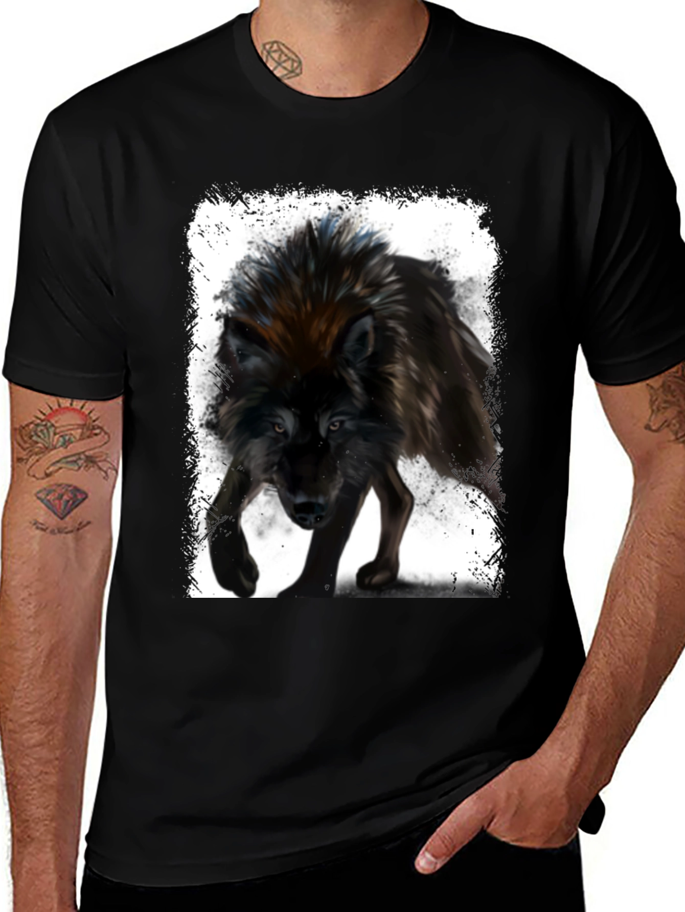 Variant 8 of Wolf Graphic Print Black T-Shirt