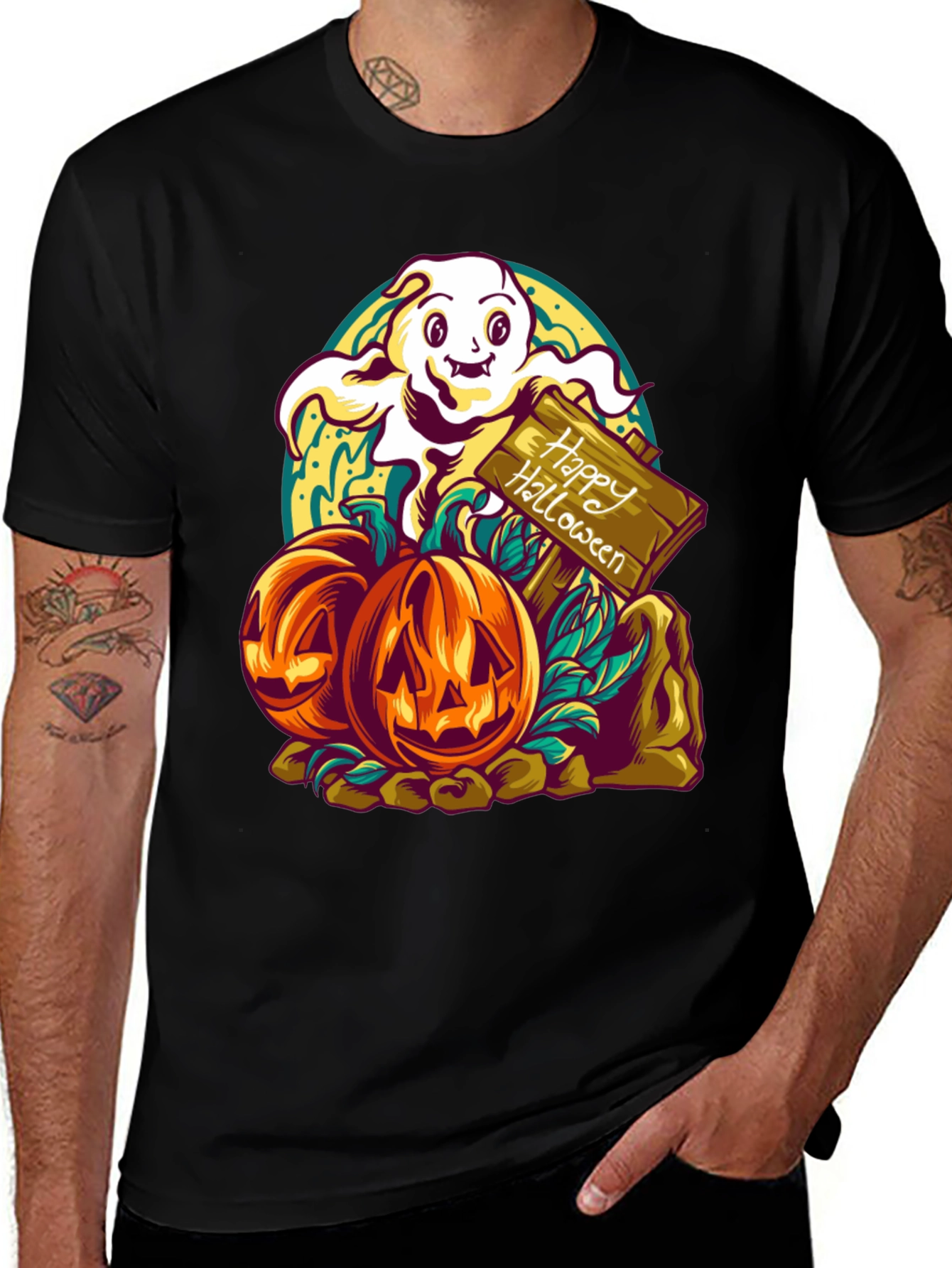 Variant 3 of Halloween Ghost & Pumpkins T-Shirt