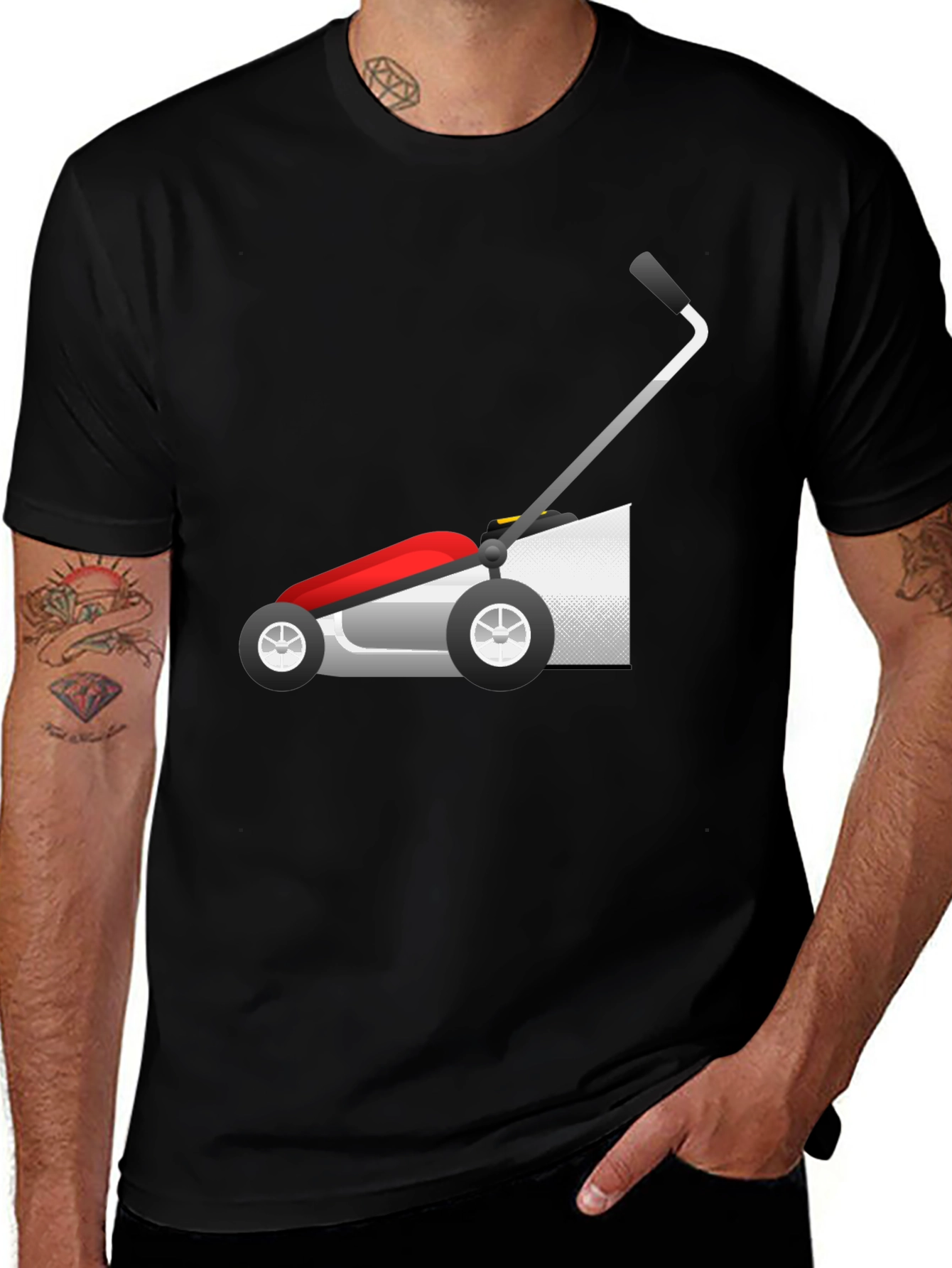 Variant 11 of Lawn Mower Graphic Tee - Black Cotton Blend