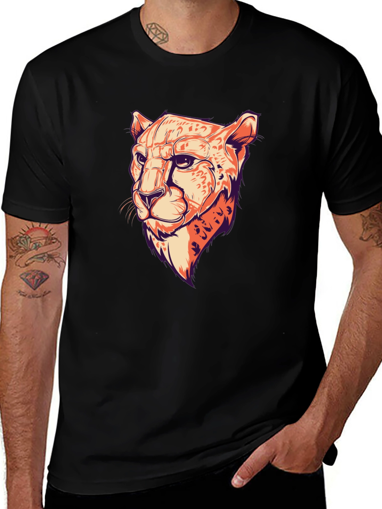 Variant 12 of Cheetah Graphic Print Tee - Stylish Men's T-Shirt