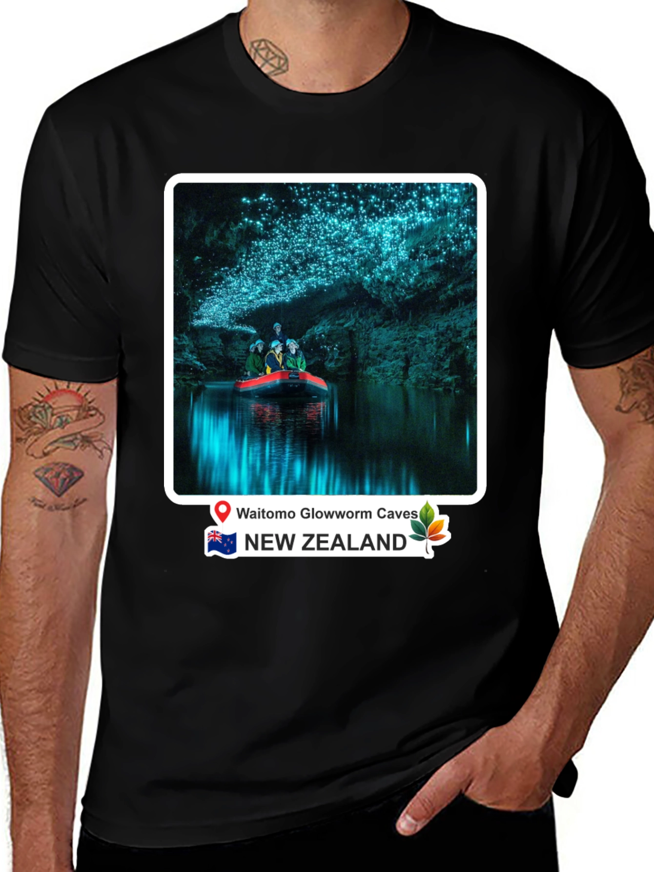 Variant 7 of Glowworm Caves T-Shirt - New Zealand
