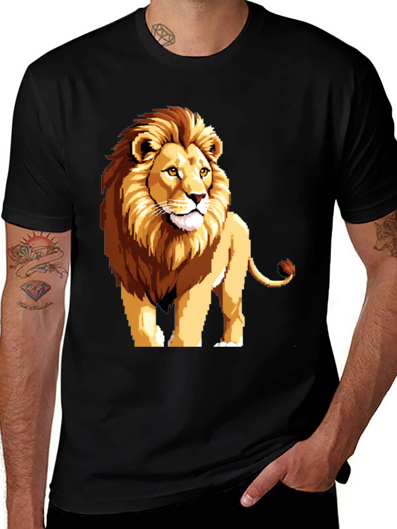 Variant 5 of Lion Graphic Tee - Black Cotton Blend