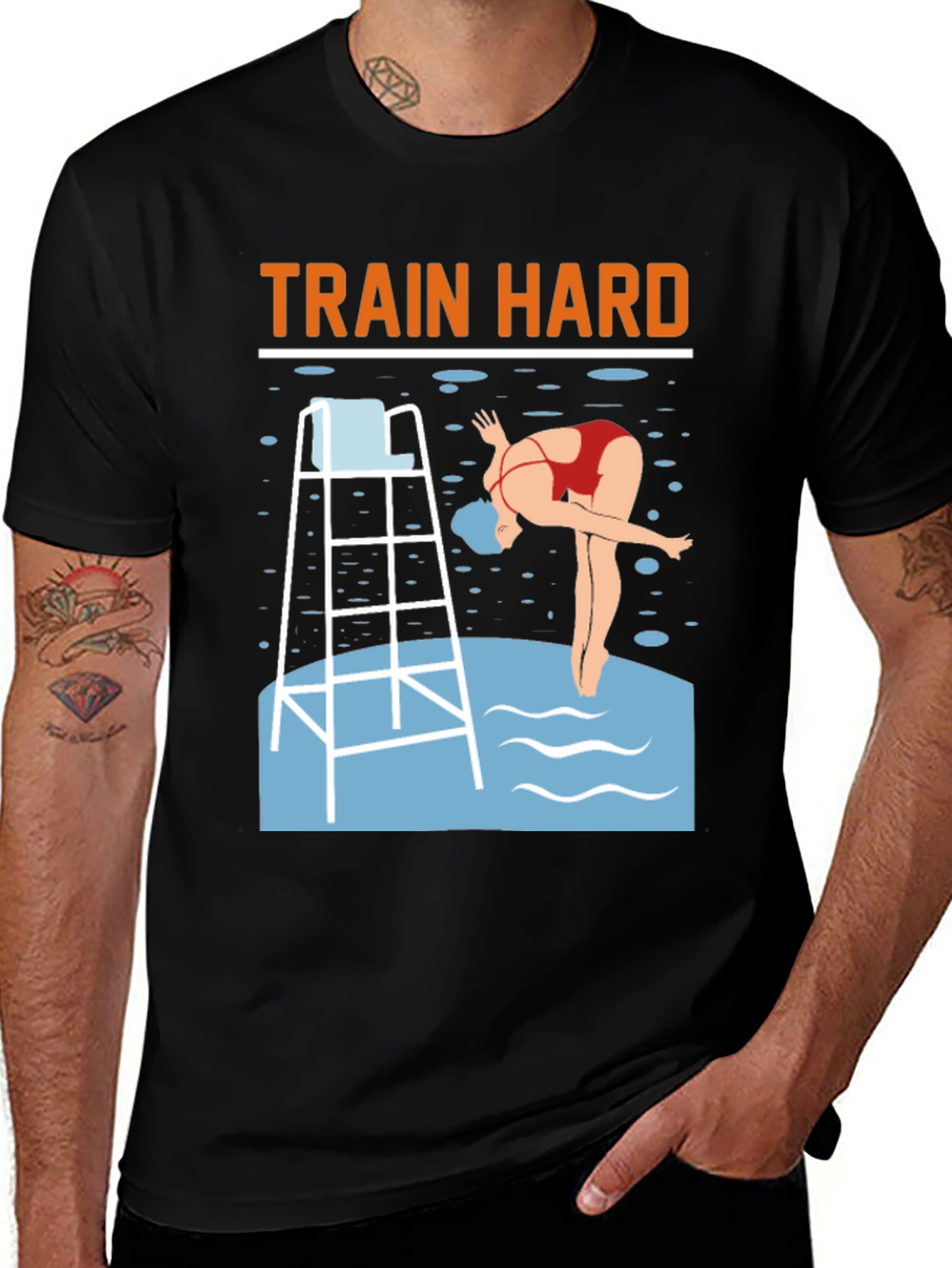 Variant 26 of Train Hard Swimmer Graphic Tee