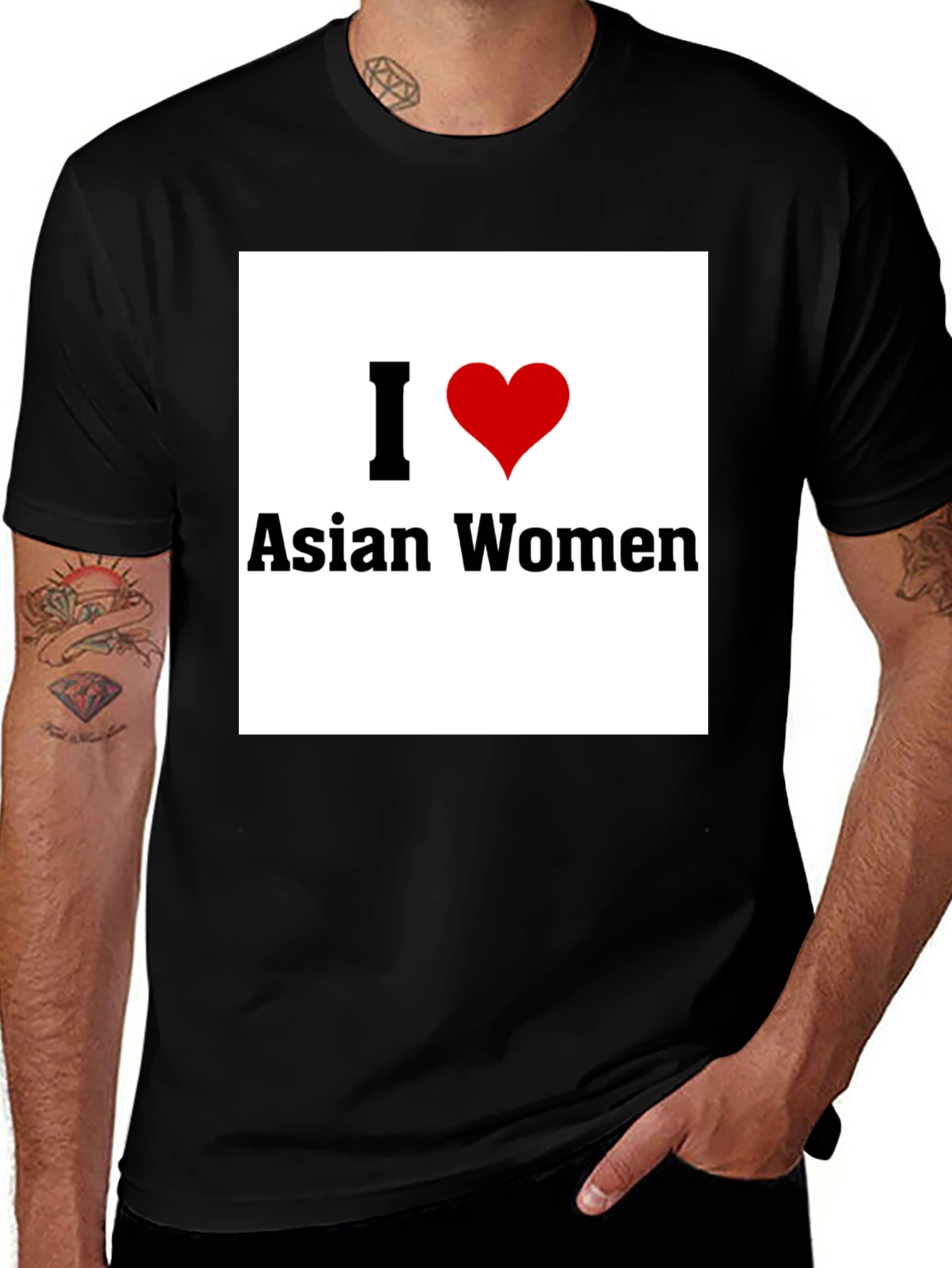 Variant 26 of I Heart Asian Women Black T-Shirt - Novelty Graphic Tee