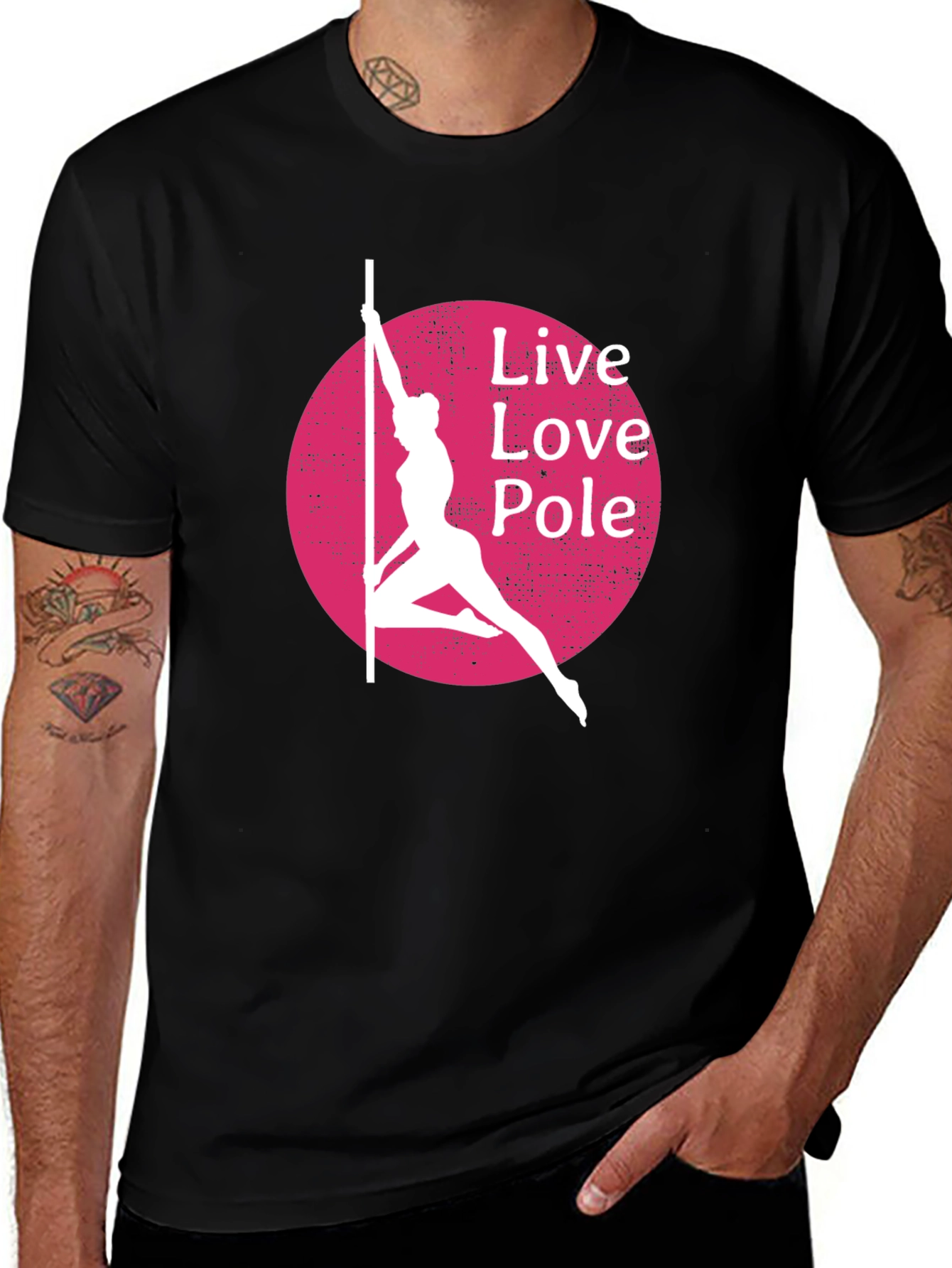 Variant 13 of Live Love Pole T-Shirt - Black Cotton Blend
