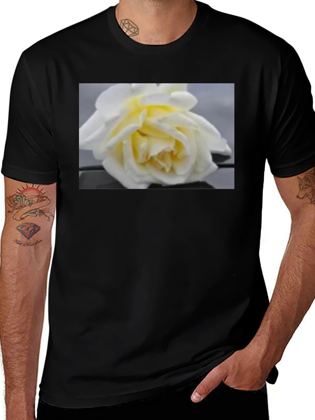 Variant 29 of Elegant White Rose Graphic Tee - Unisex